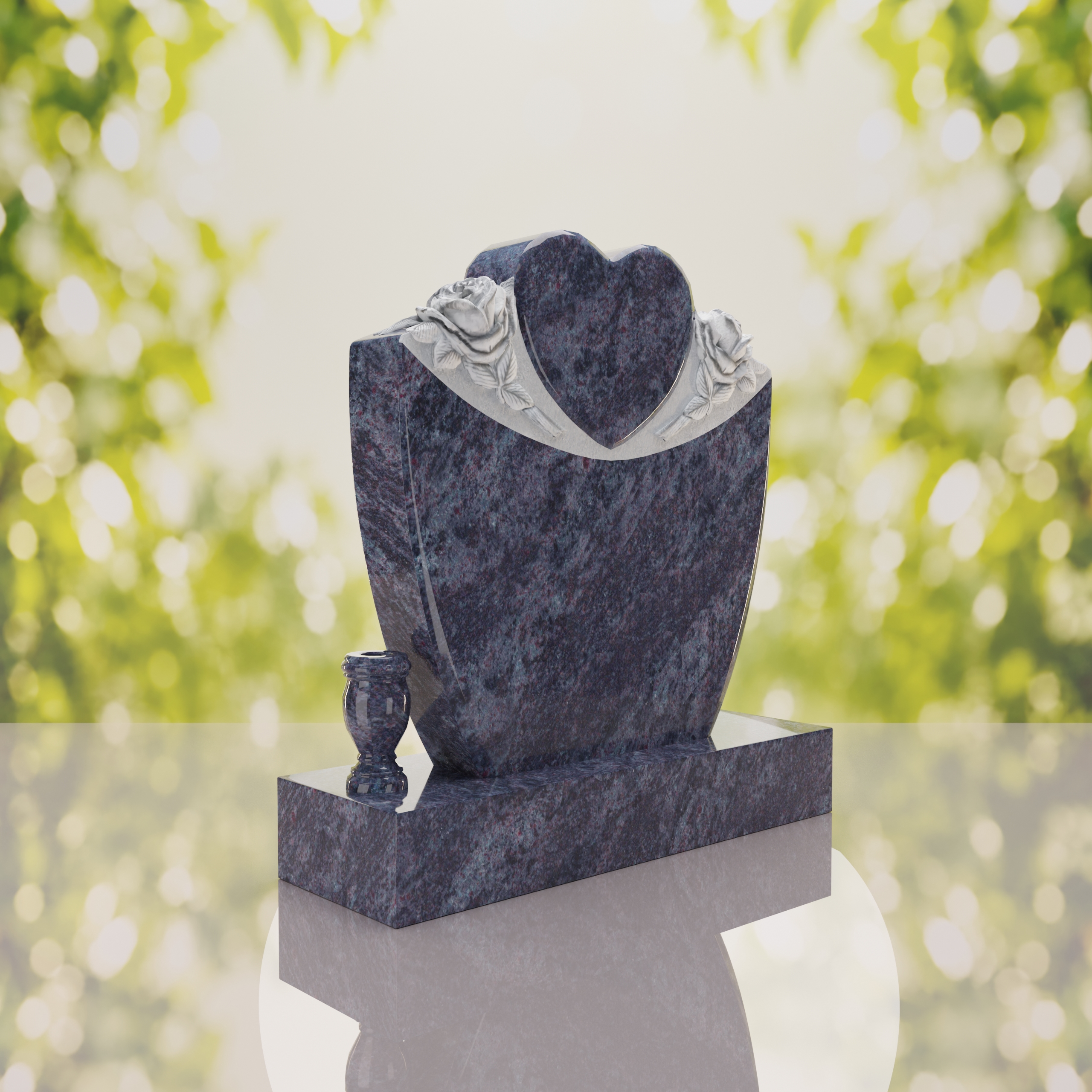 Heart & Roses Granite Headstone thumbnail 7
