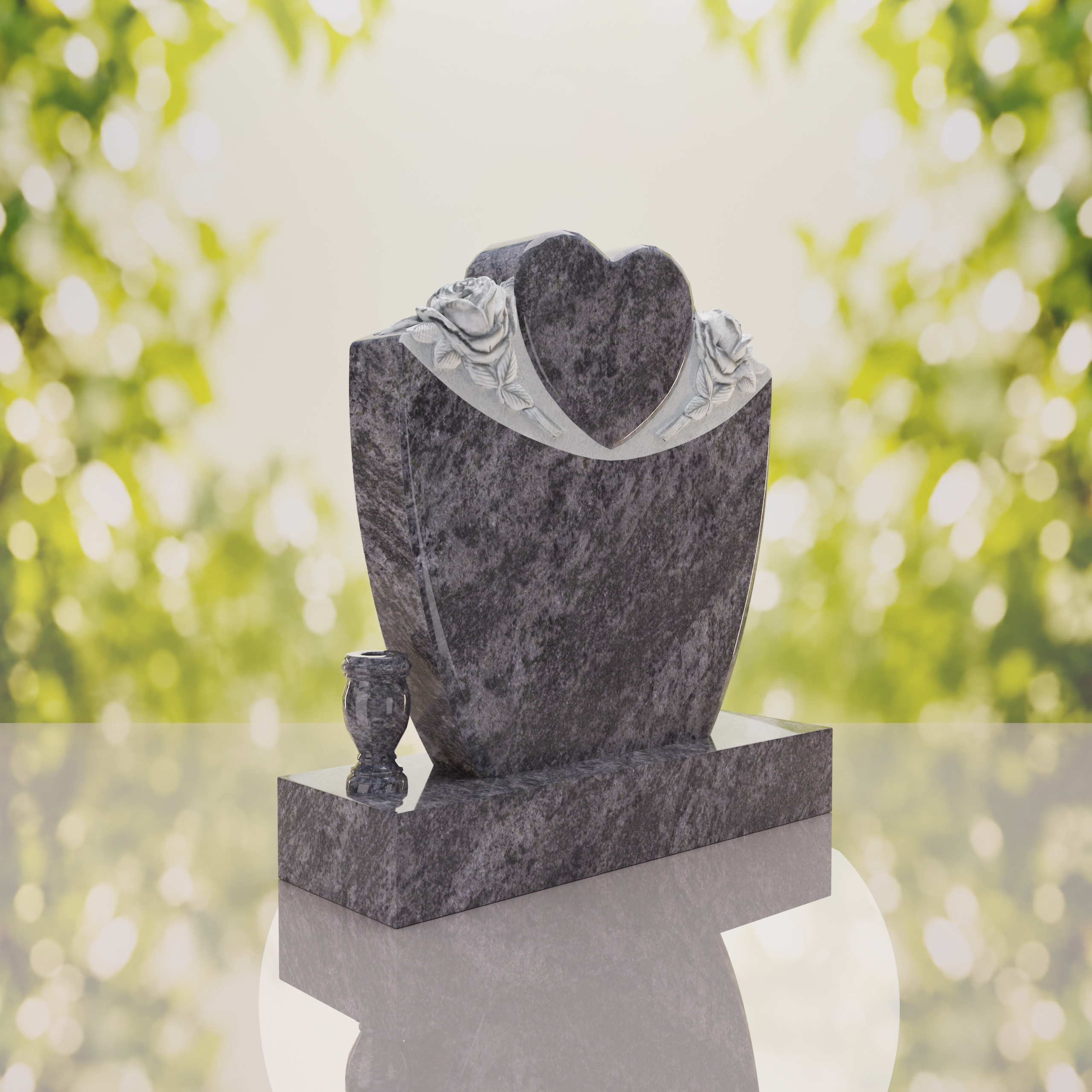 Heart & Roses Granite Headstone thumbnail 10