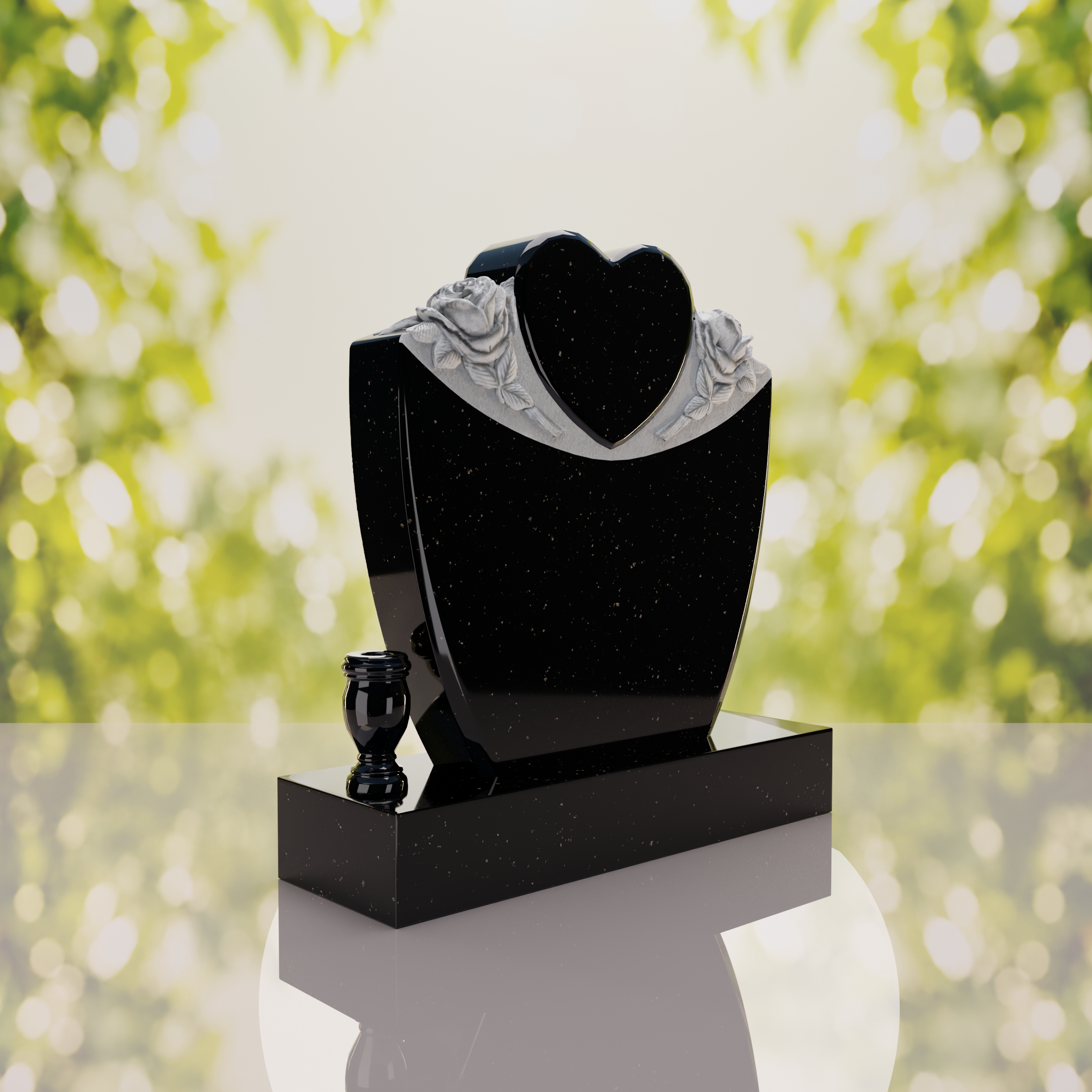 Heart & Roses Granite Headstone thumbnail 13