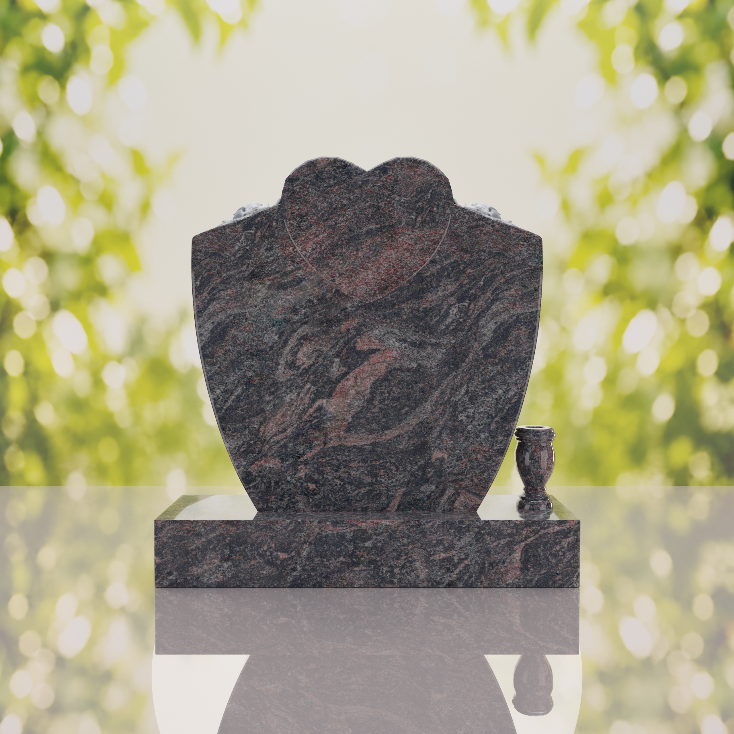 Heart & Roses Granite Headstone thumbnail 6