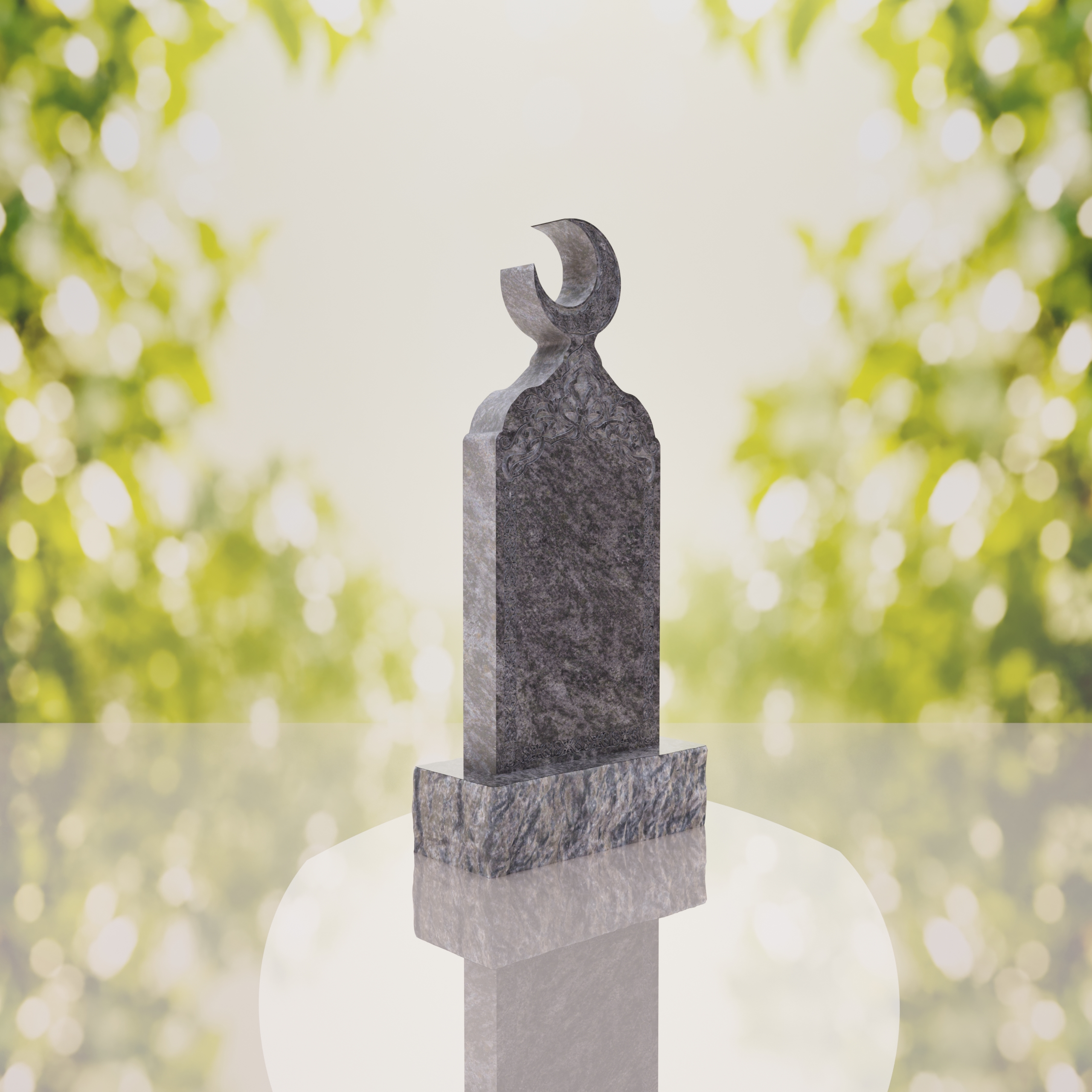 Islamic Crescent Granite Headstone thumbnail 2