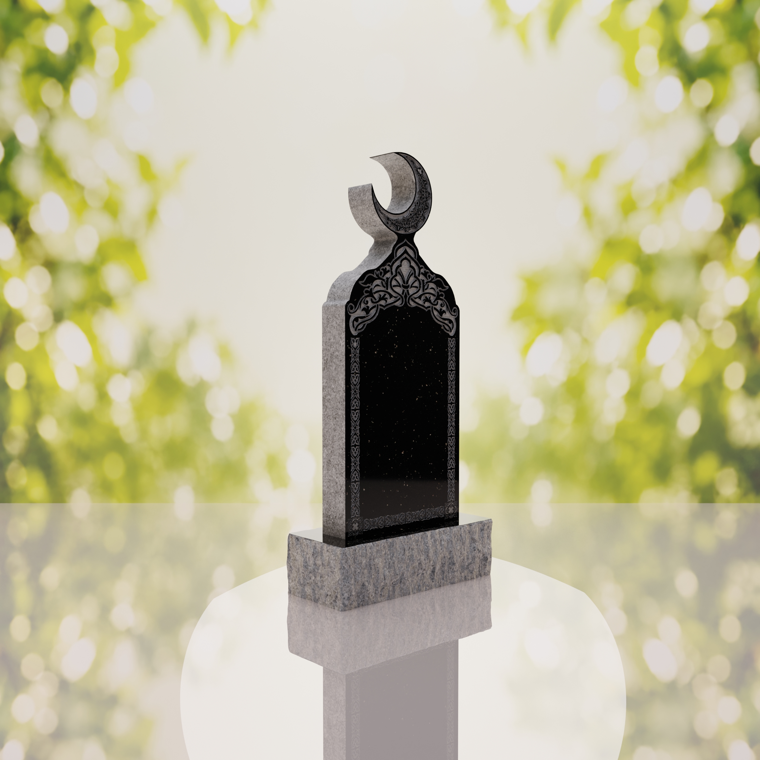 Islamic Crescent Granite Headstone