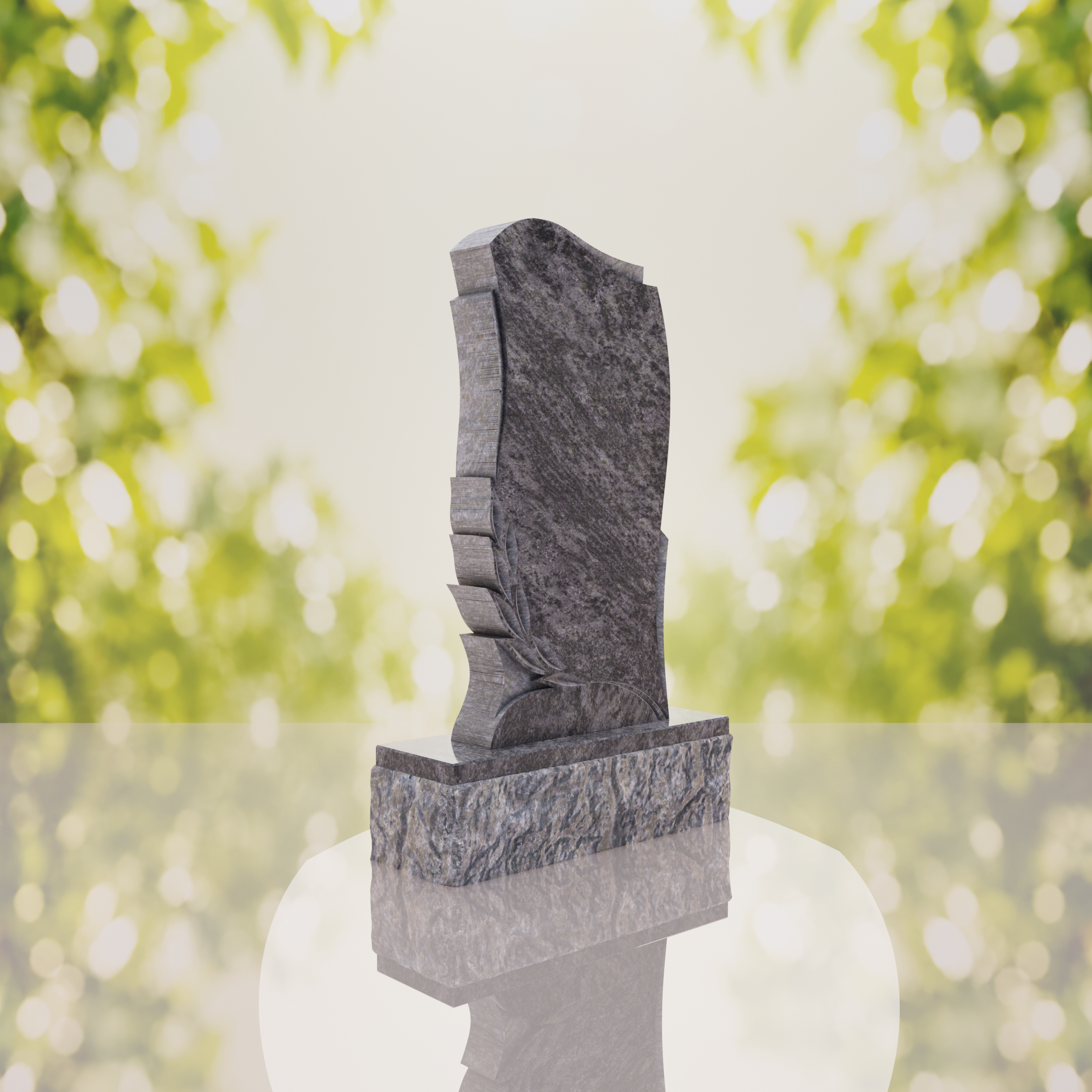 Leaf Carved Upright Headstone thumbnail 3