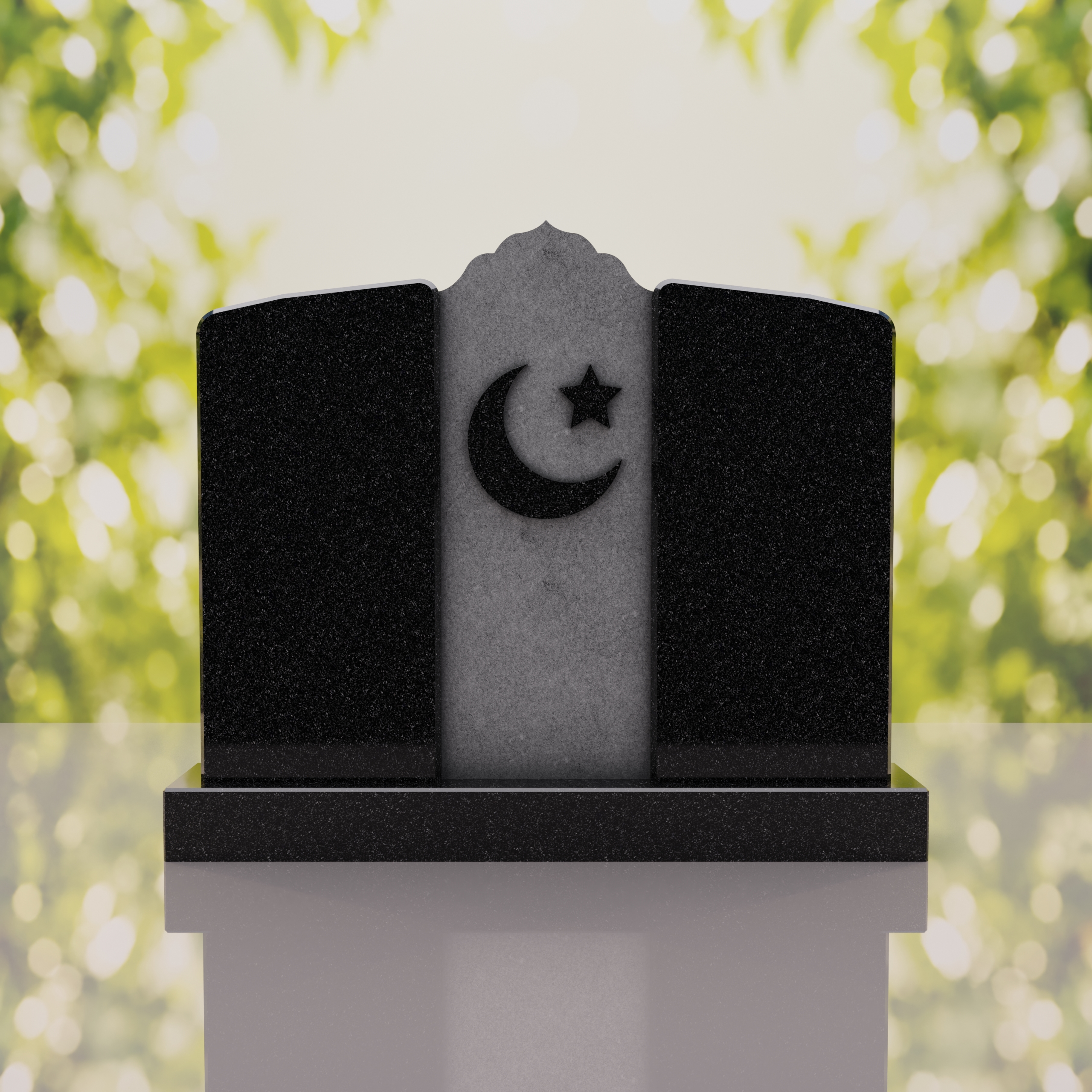 Companion Islamic Granite Headstone with Crescent & Star thumbnail 2