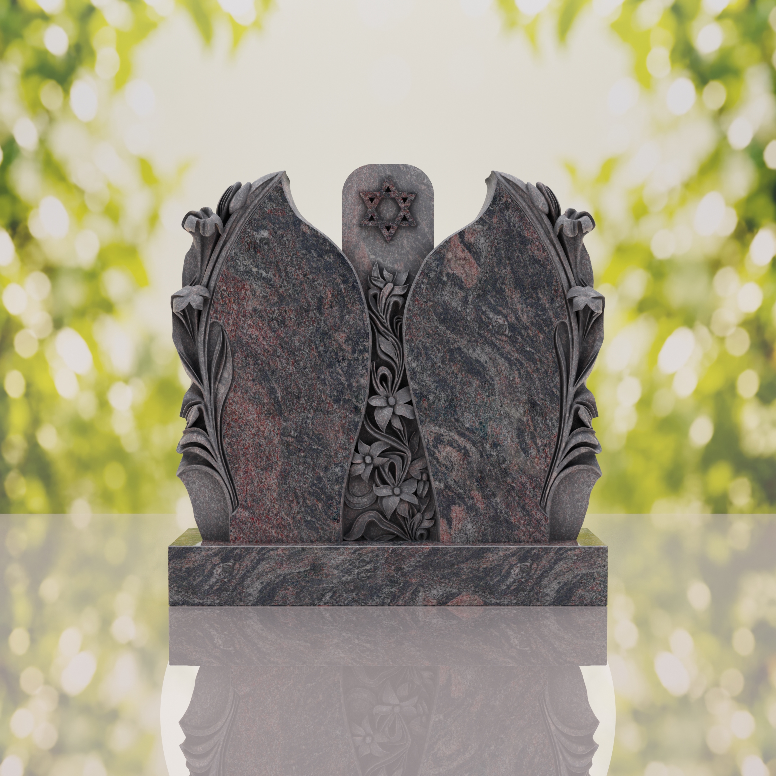 Companion Jewish Granite Headstone with Calla Lilies thumbnail 5