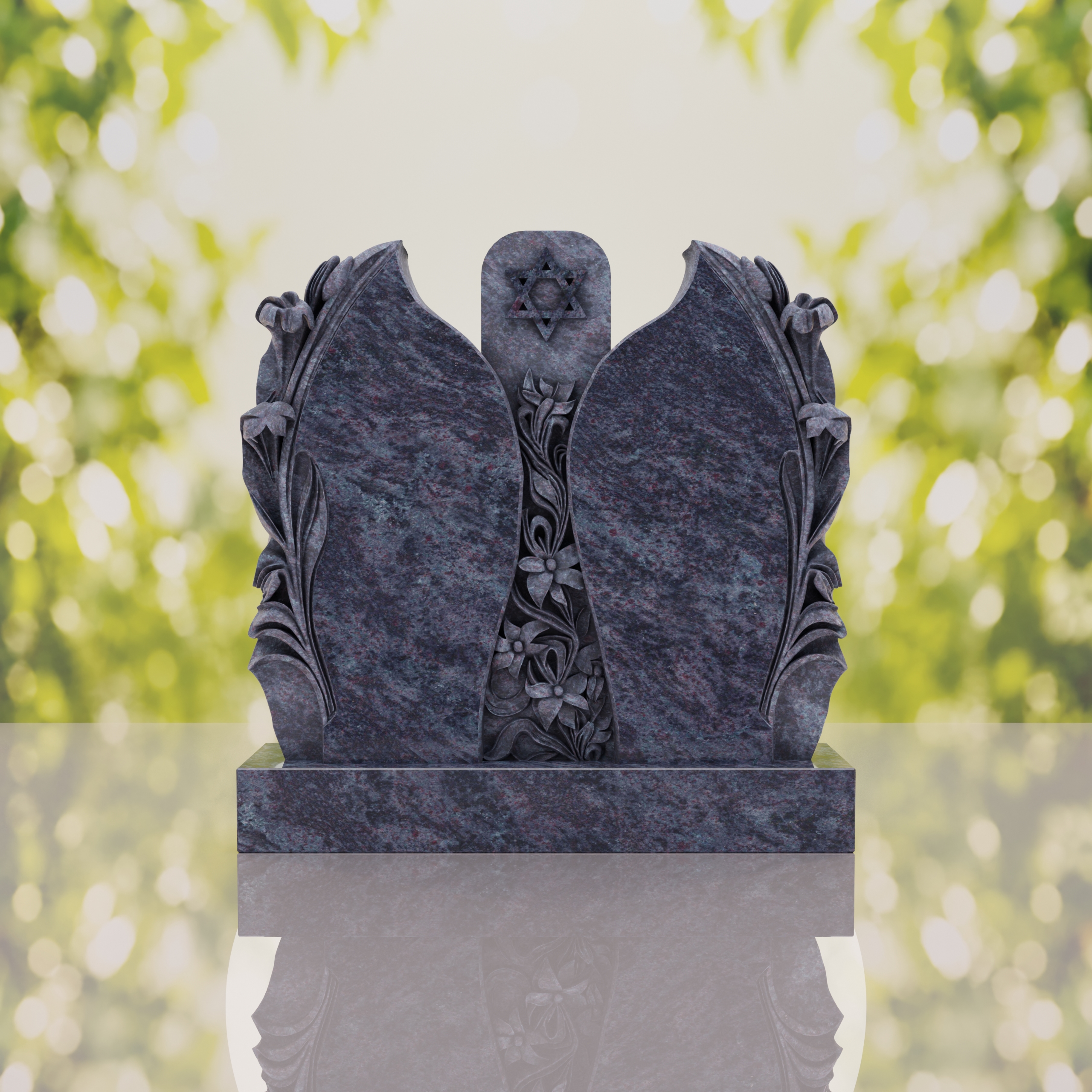 Companion Jewish Granite Headstone with Calla Lilies thumbnail 8