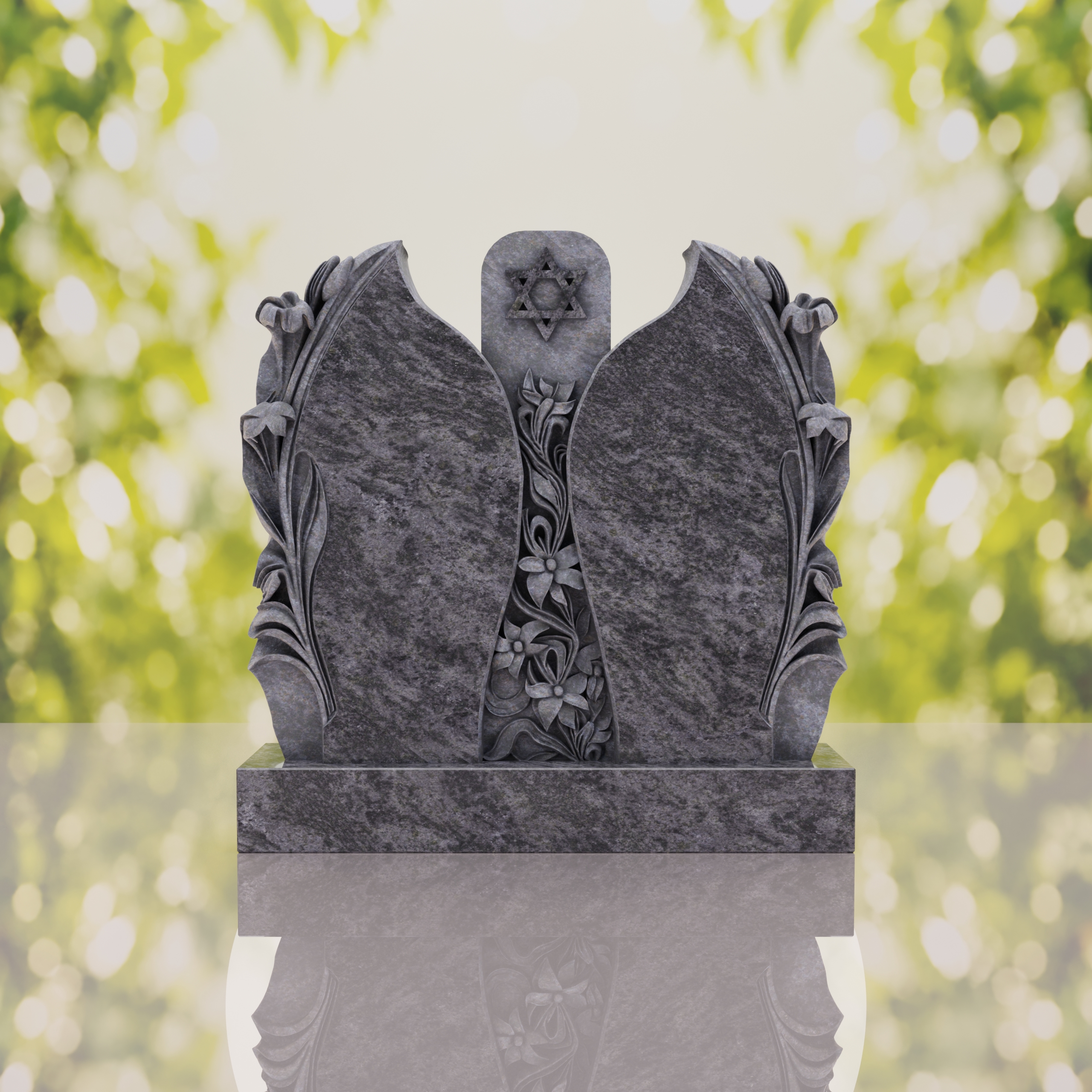 Companion Jewish Granite Headstone with Calla Lilies thumbnail 11
