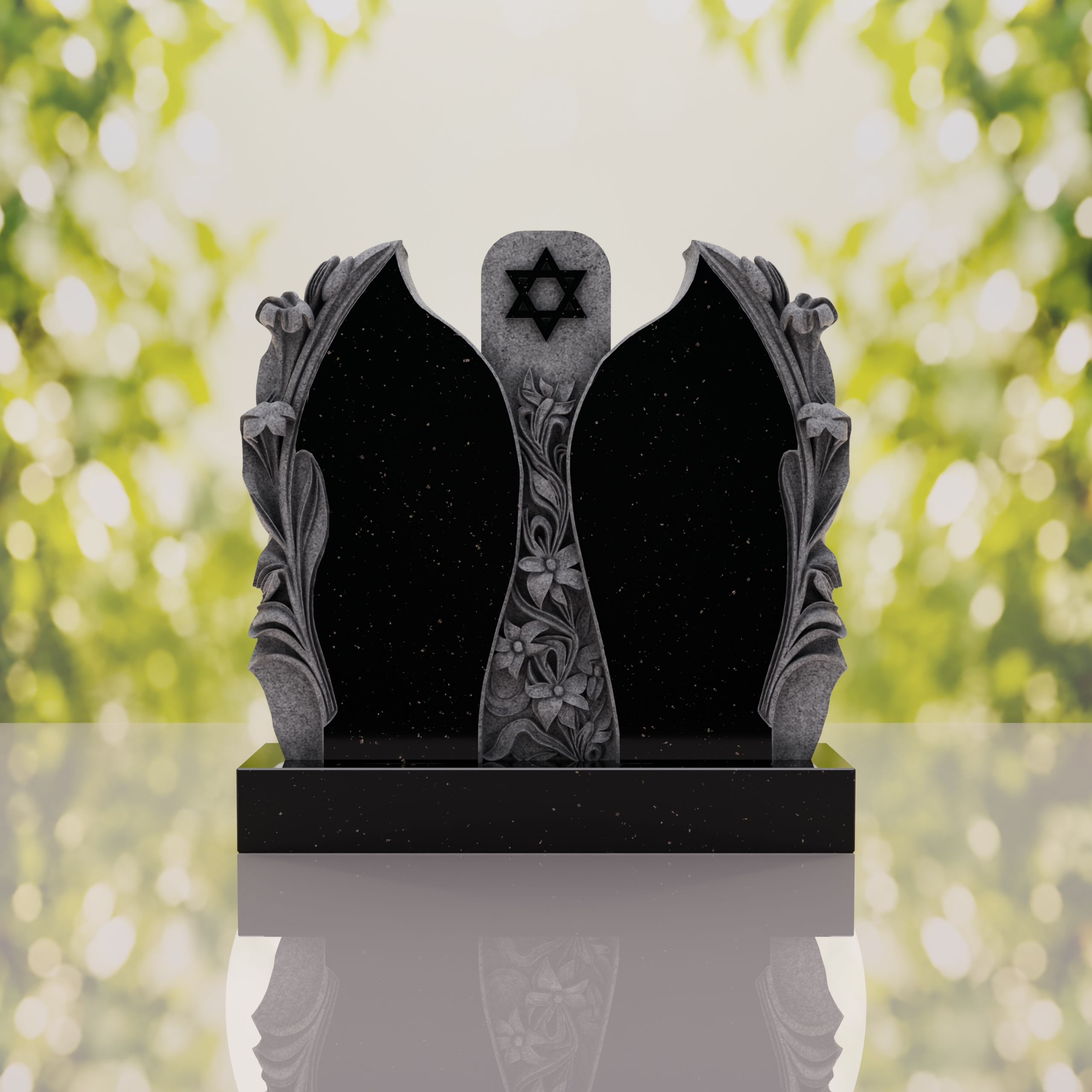 Companion Jewish Granite Headstone with Calla Lilies thumbnail 14