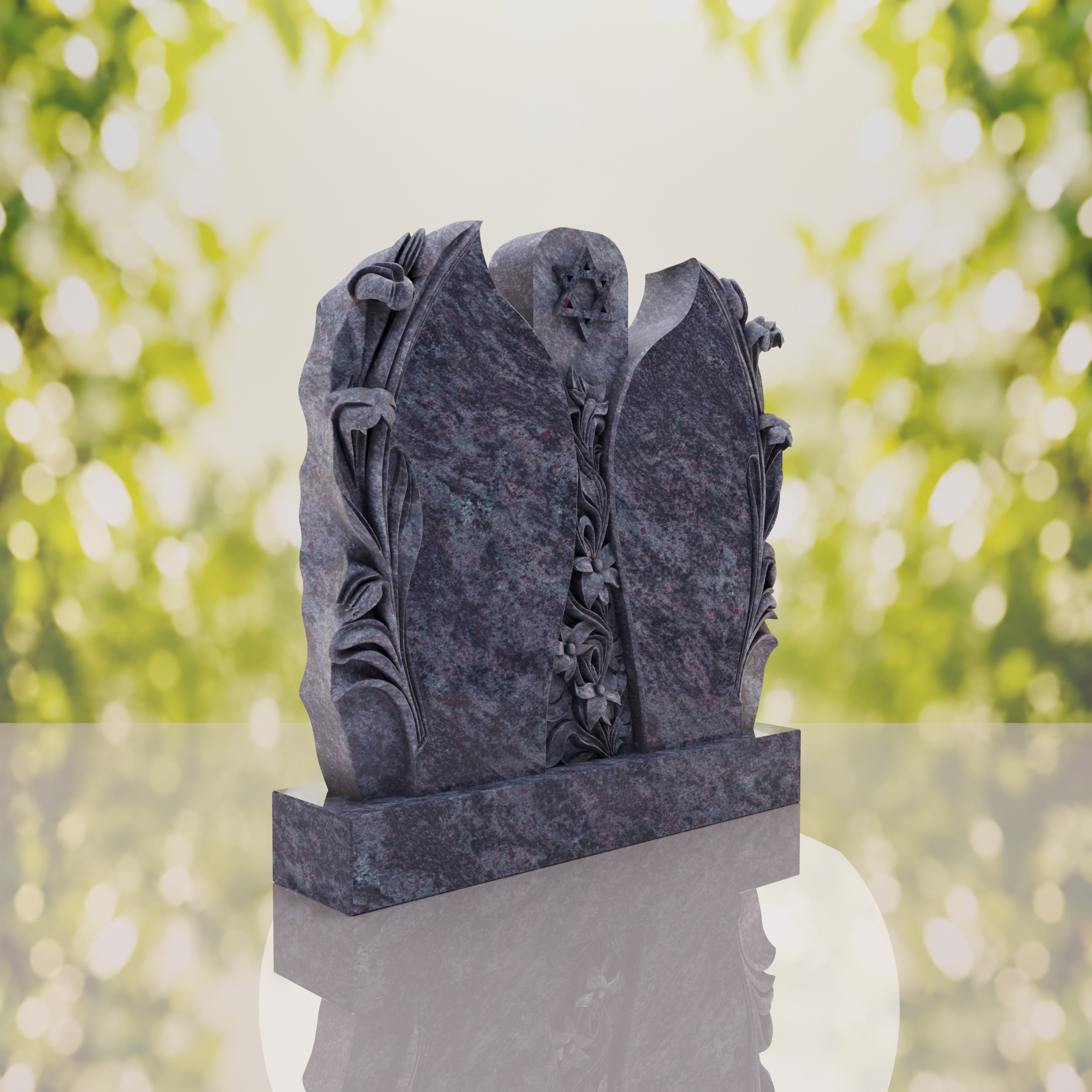 Companion Jewish Granite Headstone with Calla Lilies thumbnail 7