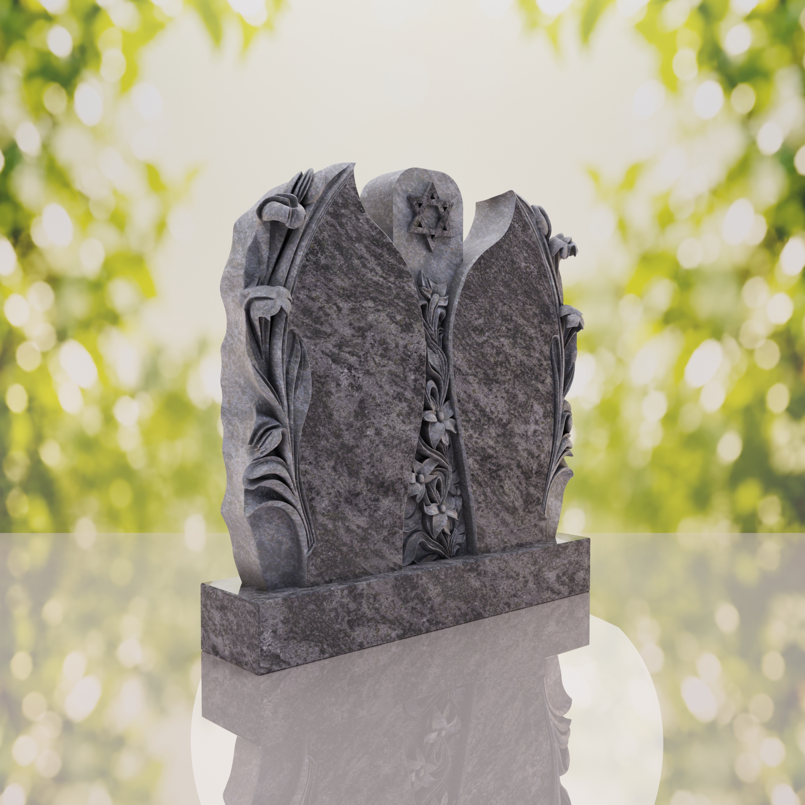 Companion Jewish Granite Headstone with Calla Lilies thumbnail 10