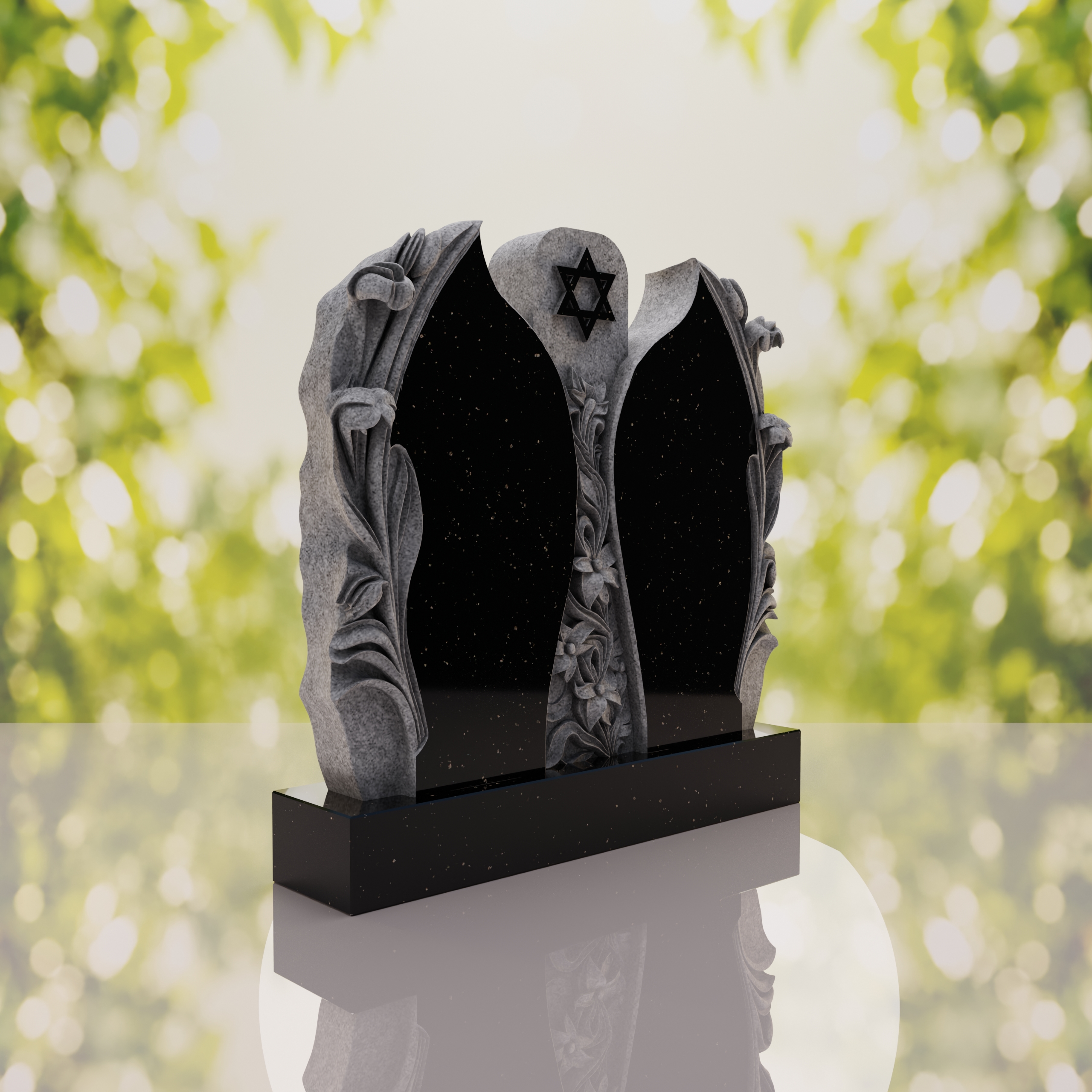 Companion Jewish Granite Headstone with Calla Lilies thumbnail 13