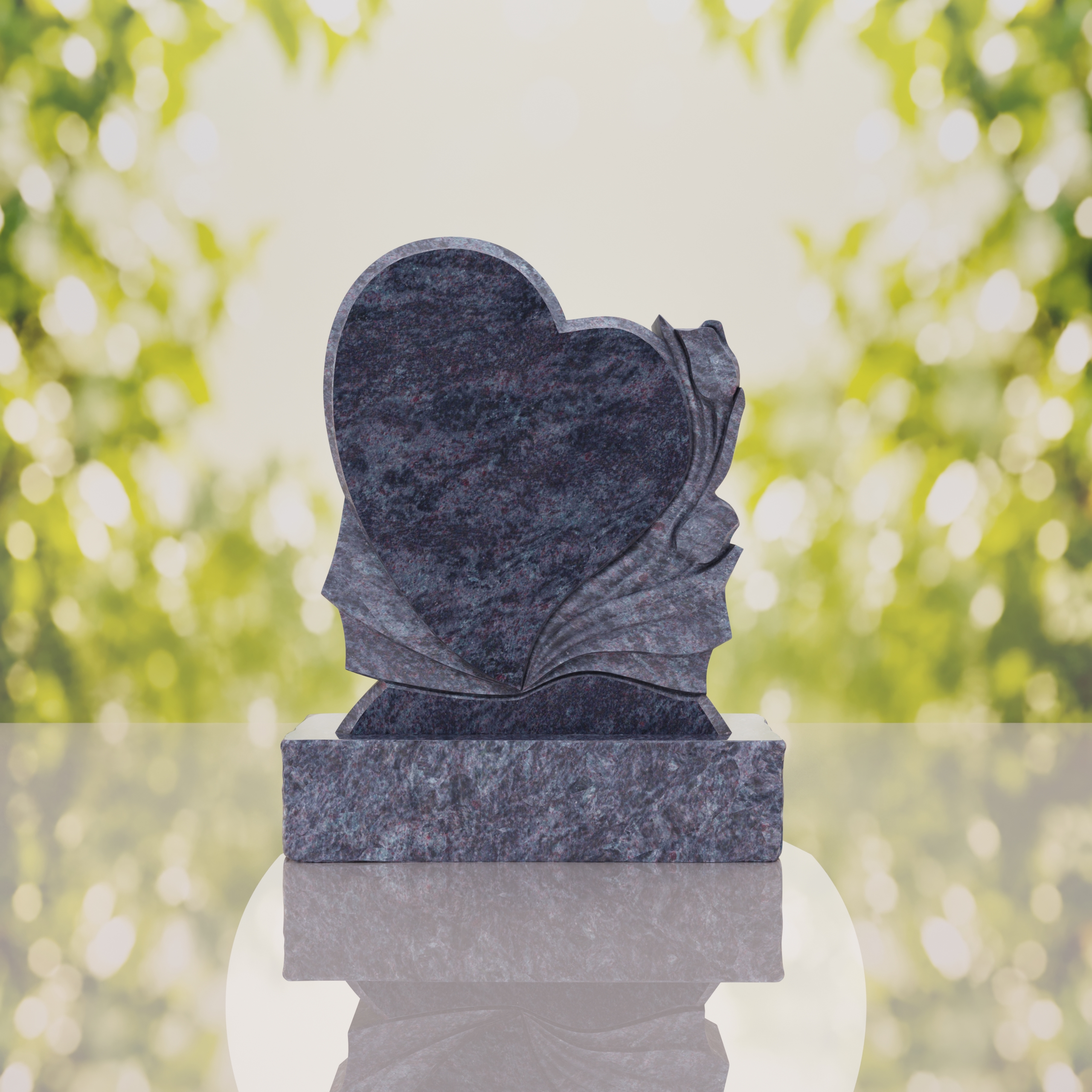 Heart-Shaped Granite Headstone with Calla Lily thumbnail 5