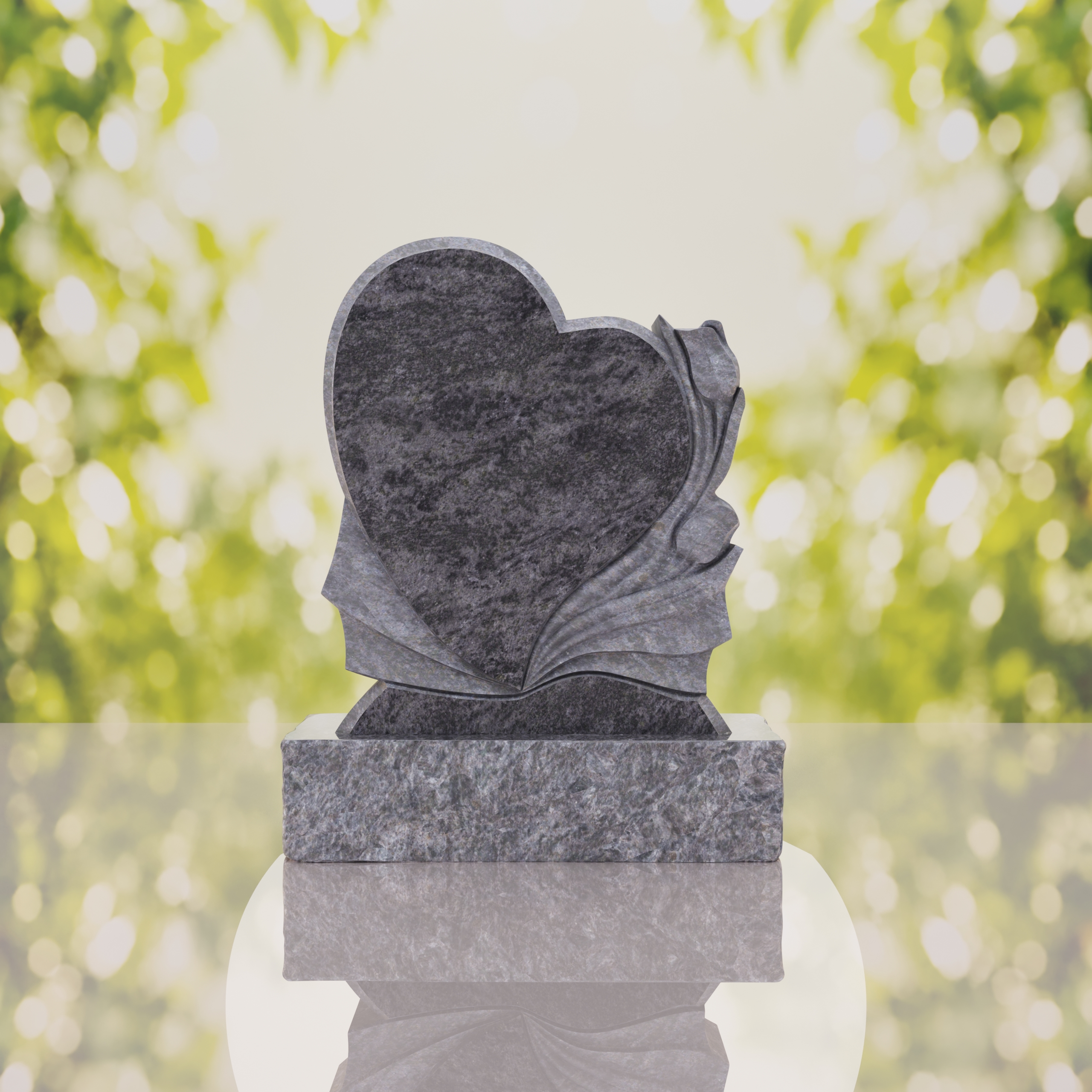 Heart-Shaped Granite Headstone with Calla Lily thumbnail 14