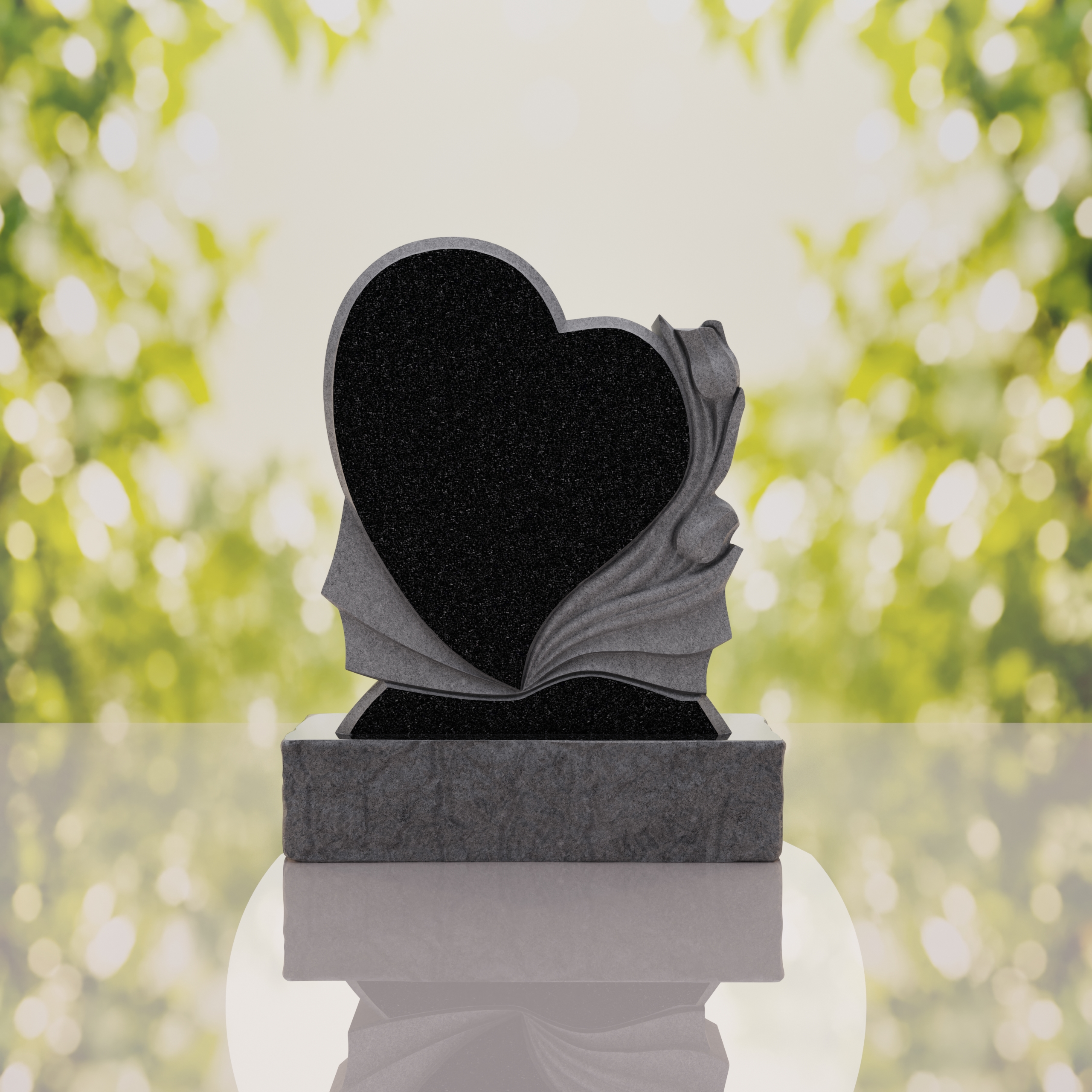 Heart-Shaped Granite Headstone with Calla Lily thumbnail 11