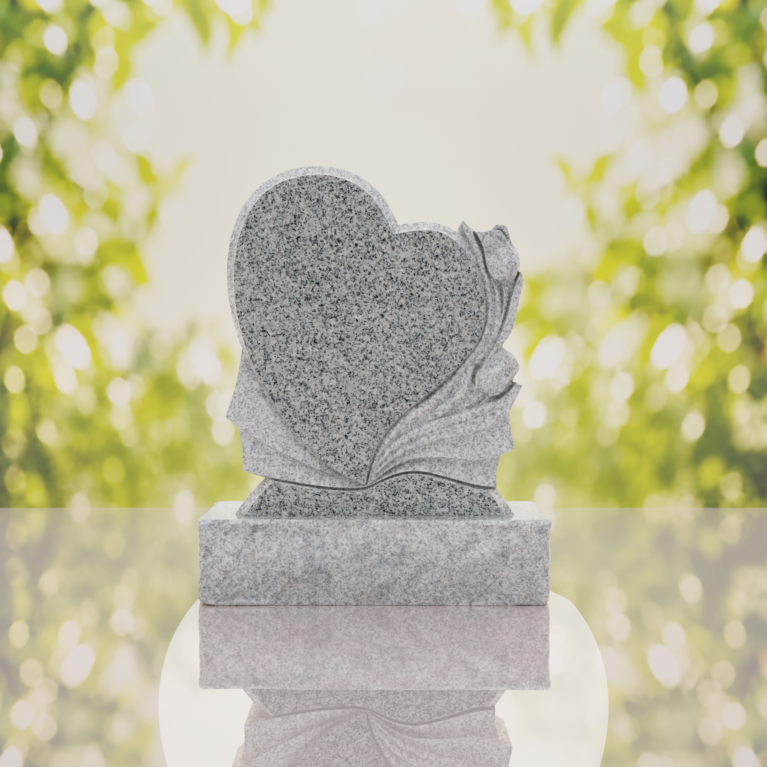 Heart-Shaped Granite Headstone with Calla Lily thumbnail 2
