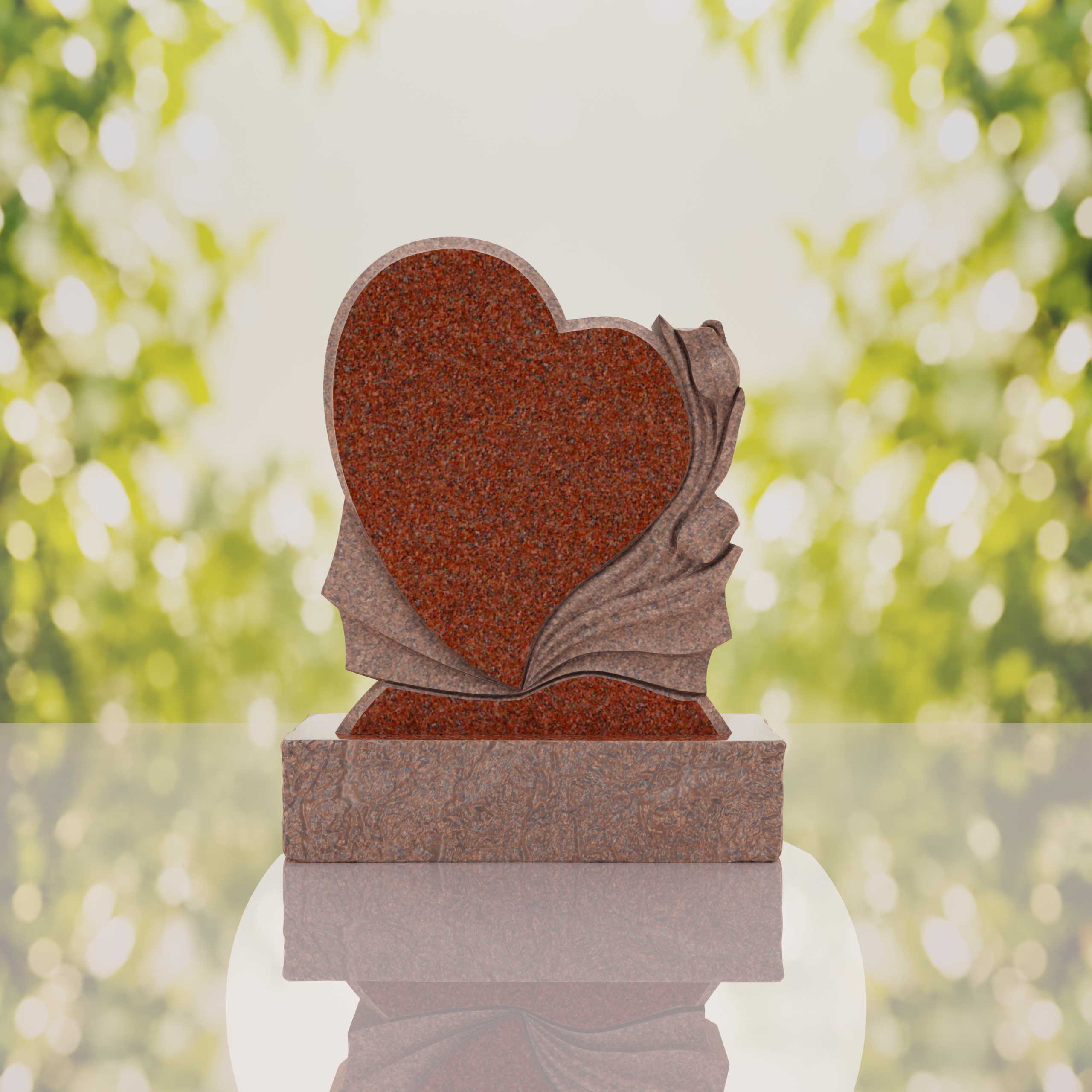 Heart-Shaped Granite Headstone with Calla Lily thumbnail 8