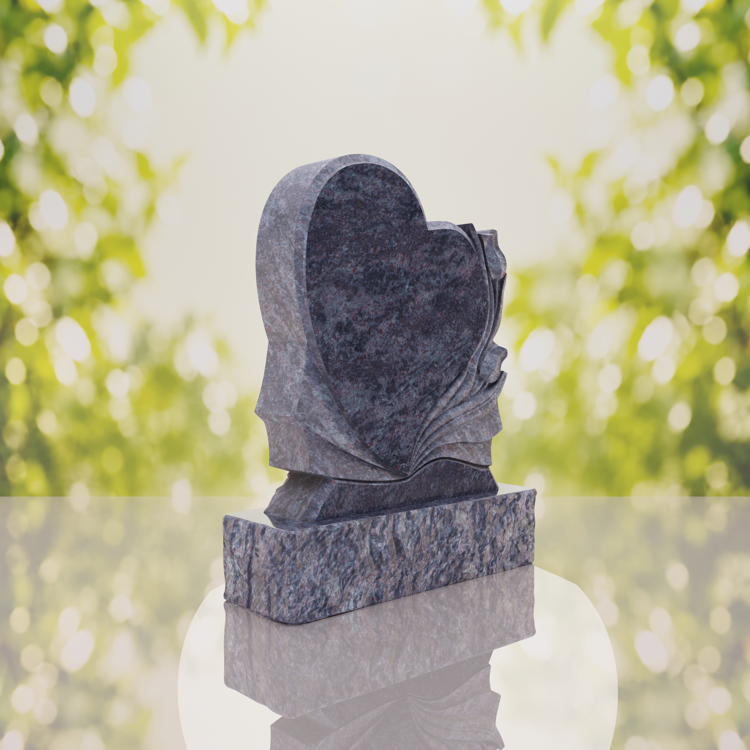 Heart-Shaped Granite Headstone with Calla Lily thumbnail 4
