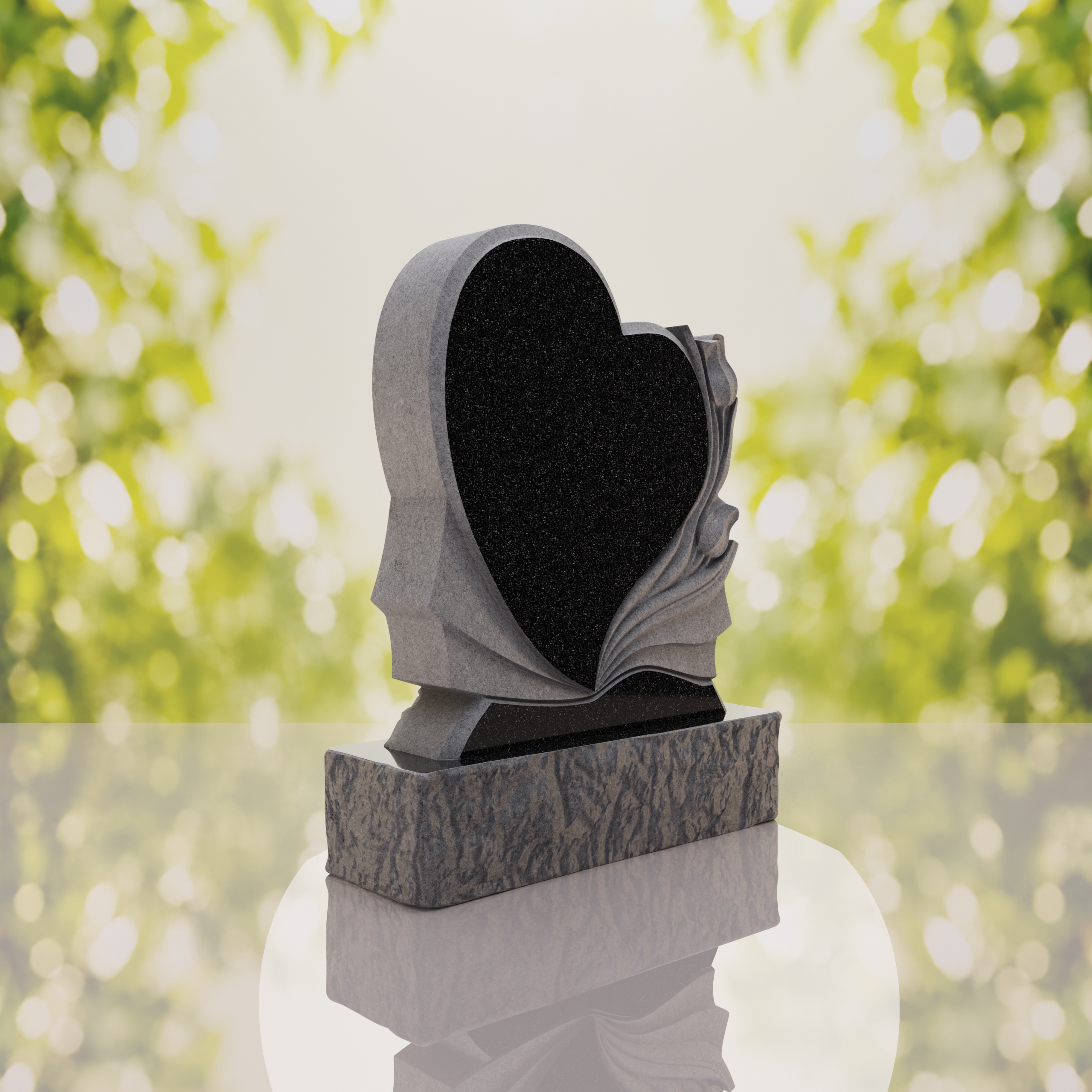 Heart-Shaped Granite Headstone with Calla Lily thumbnail 10