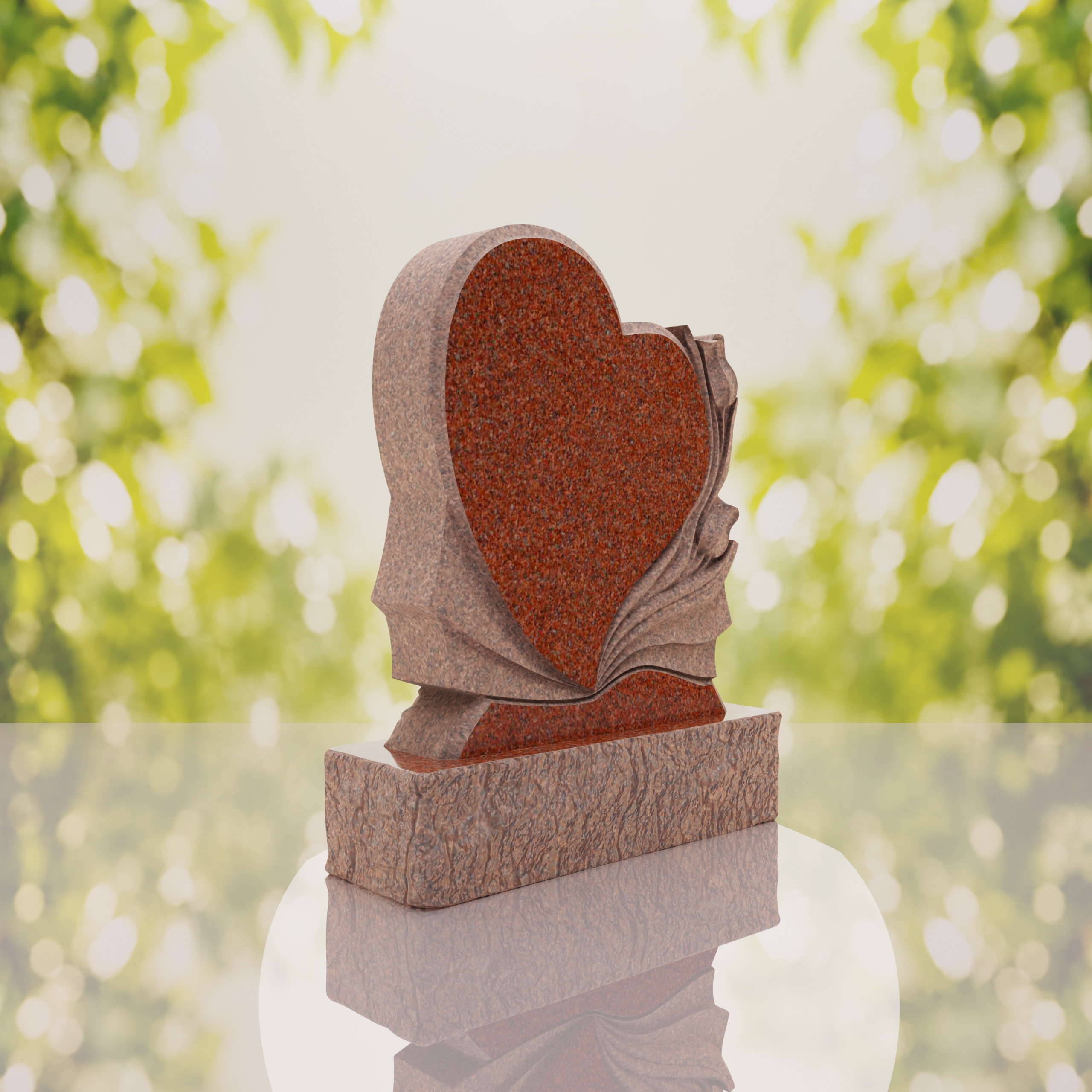 Heart-Shaped Granite Headstone with Calla Lily thumbnail 7