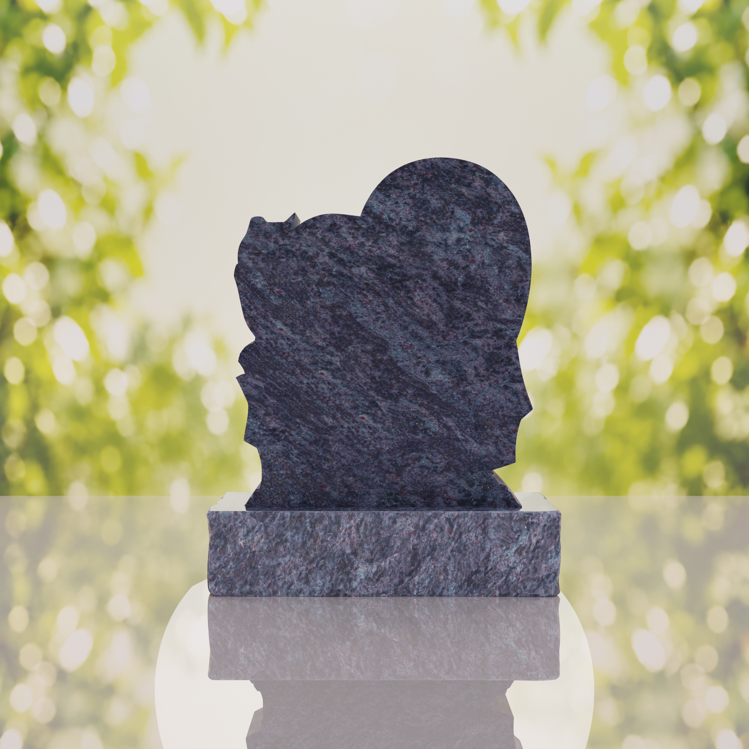 Heart-Shaped Granite Headstone with Calla Lily thumbnail 6