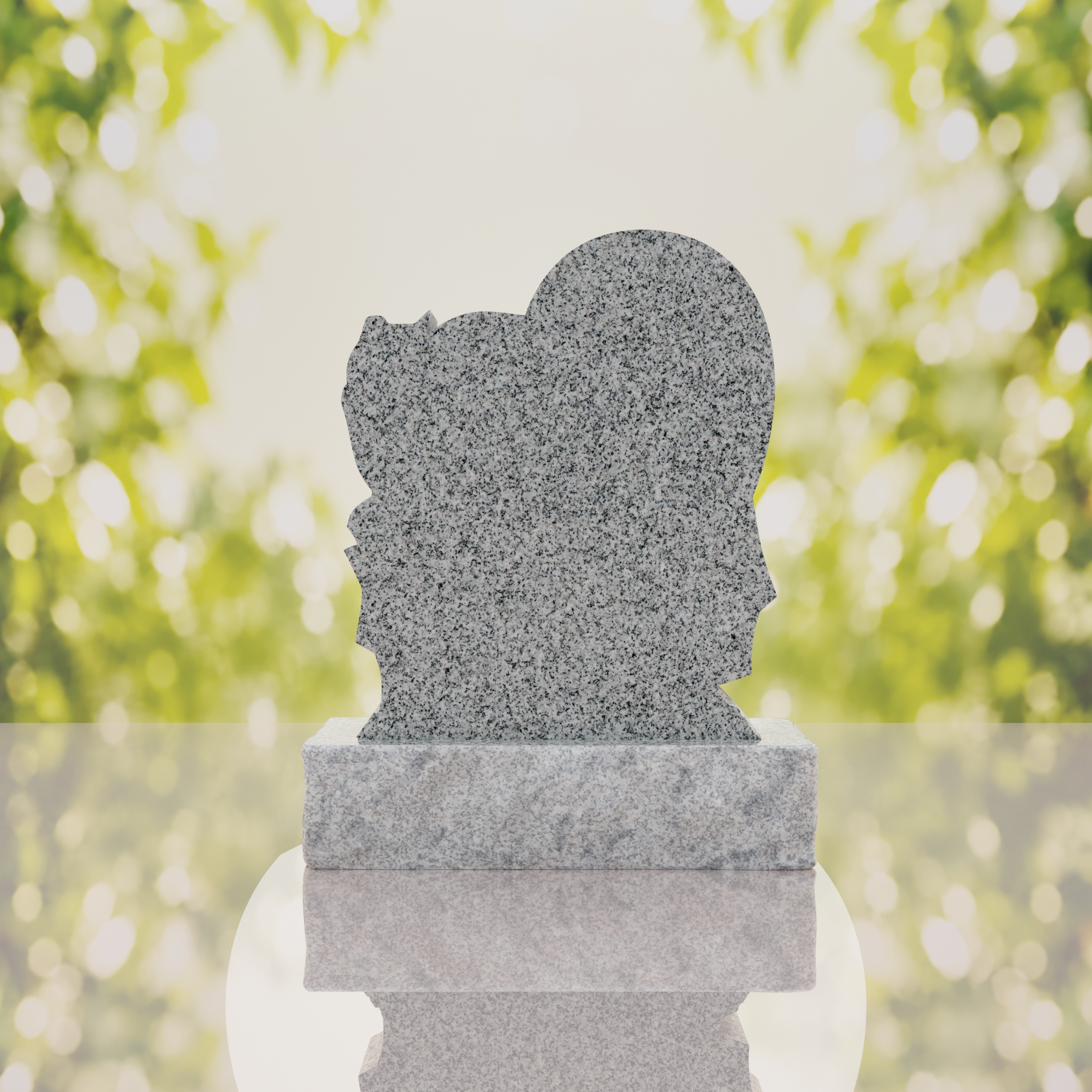 Heart-Shaped Granite Headstone with Calla Lily thumbnail 3
