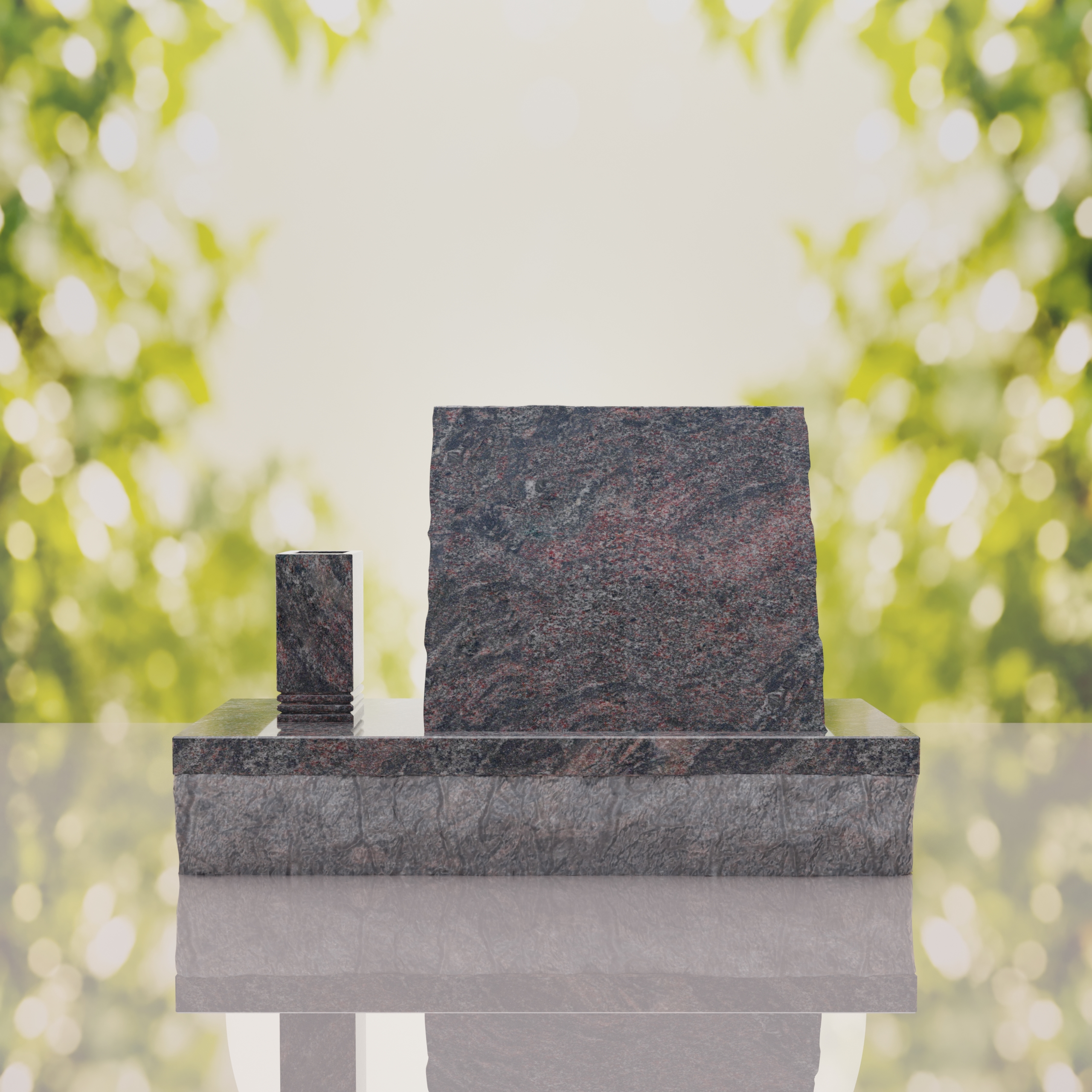 Classic Slant Granite Headstone with Vase thumbnail 5