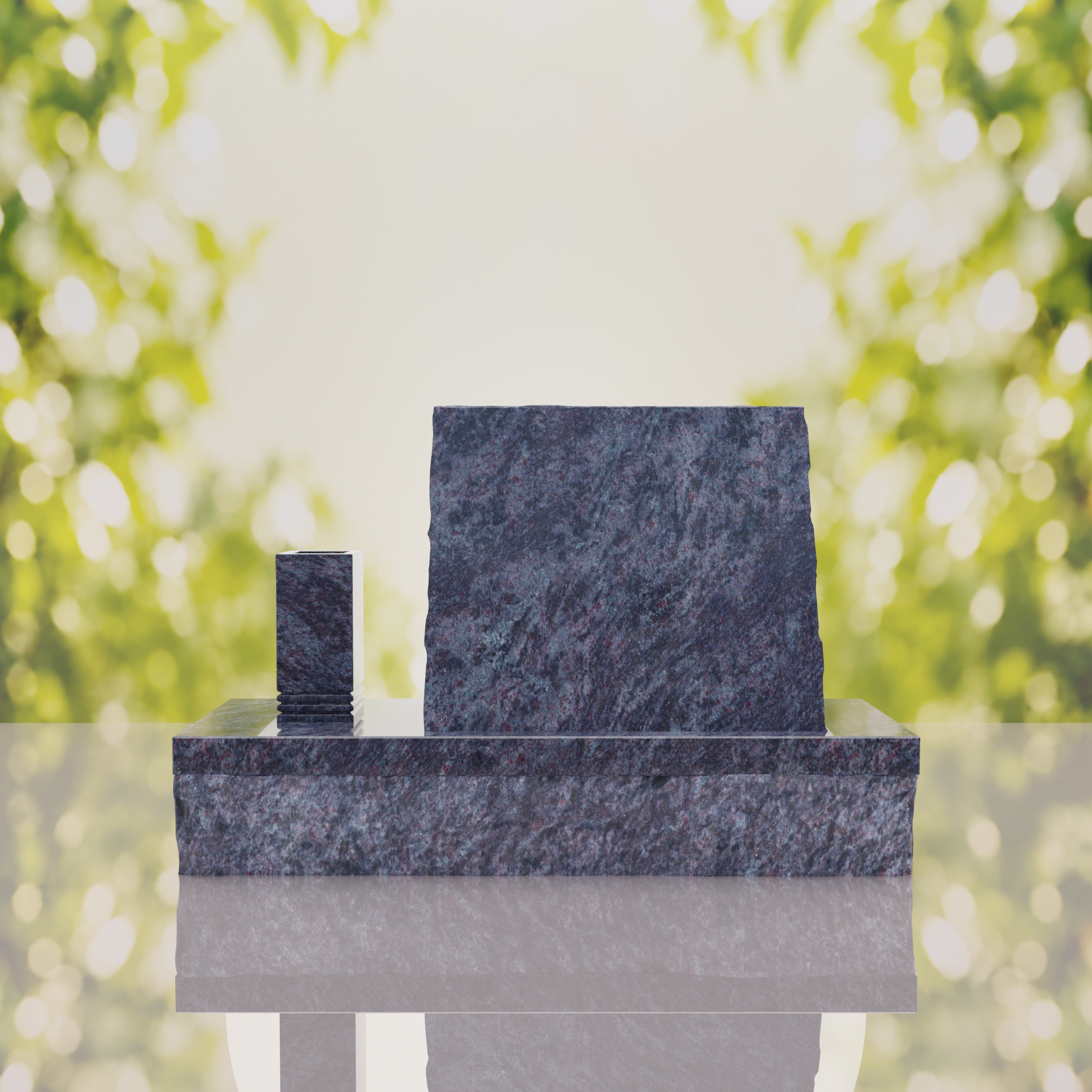 Classic Slant Granite Headstone with Vase thumbnail 8