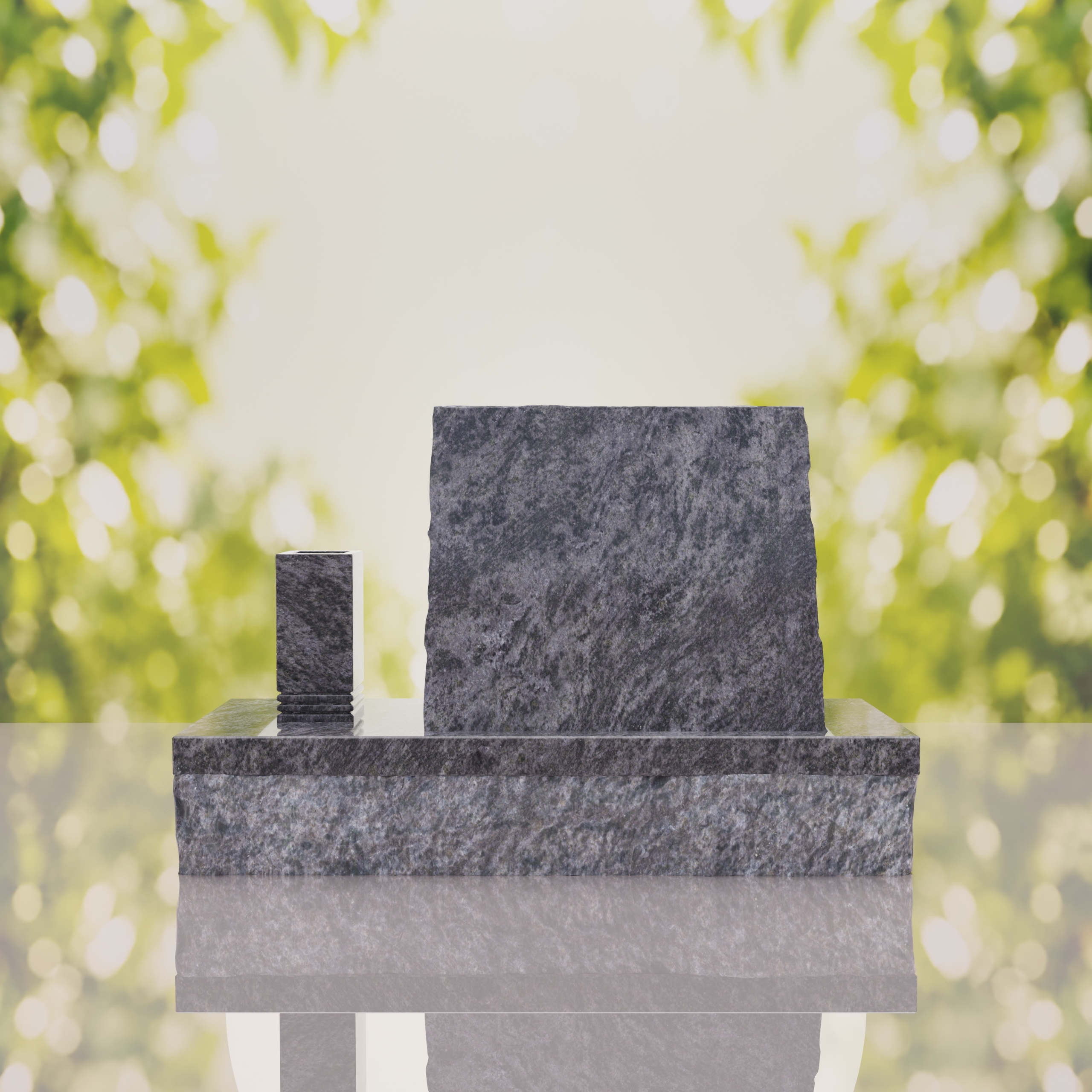 Classic Slant Granite Headstone with Vase thumbnail 11