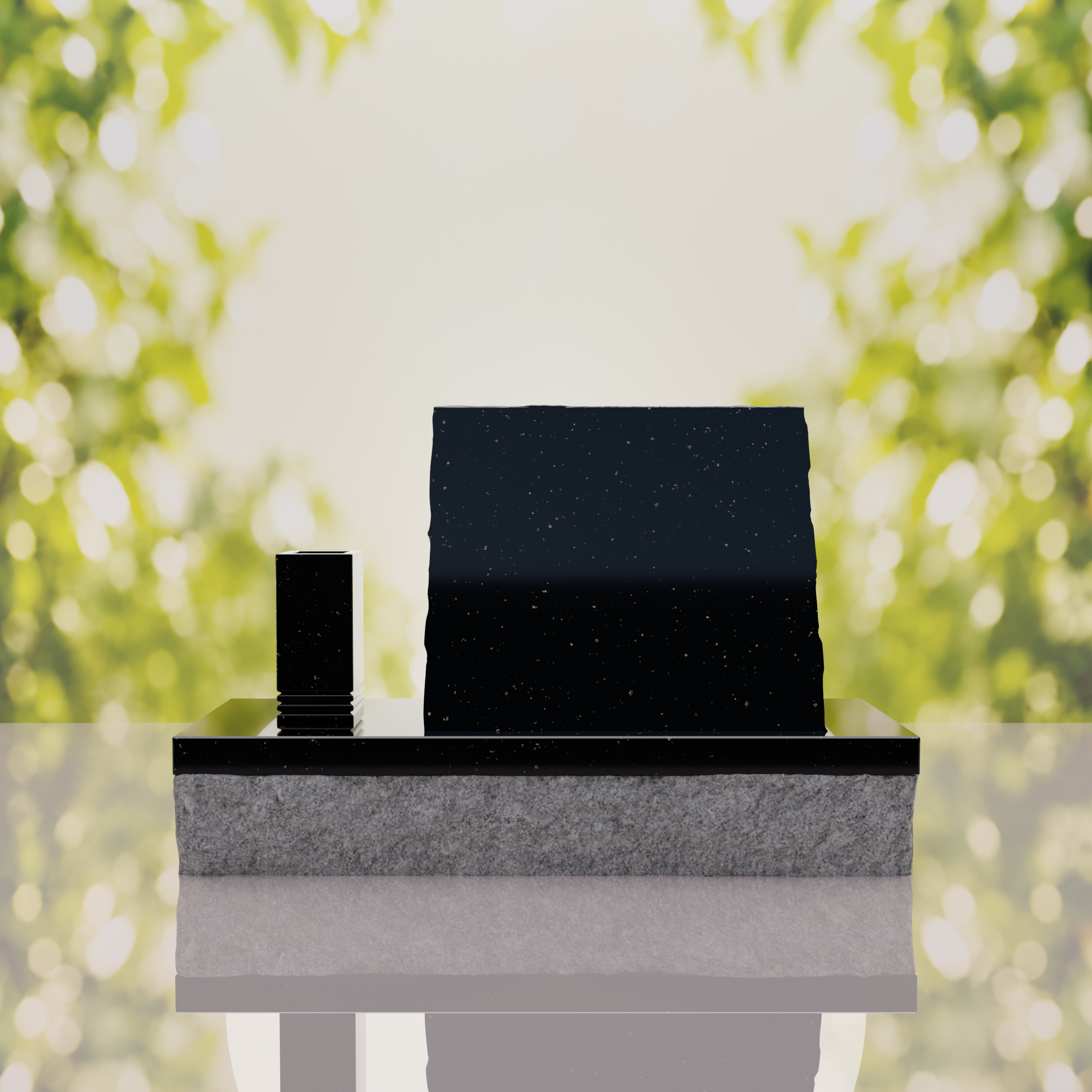 Classic Slant Granite Headstone with Vase thumbnail 14