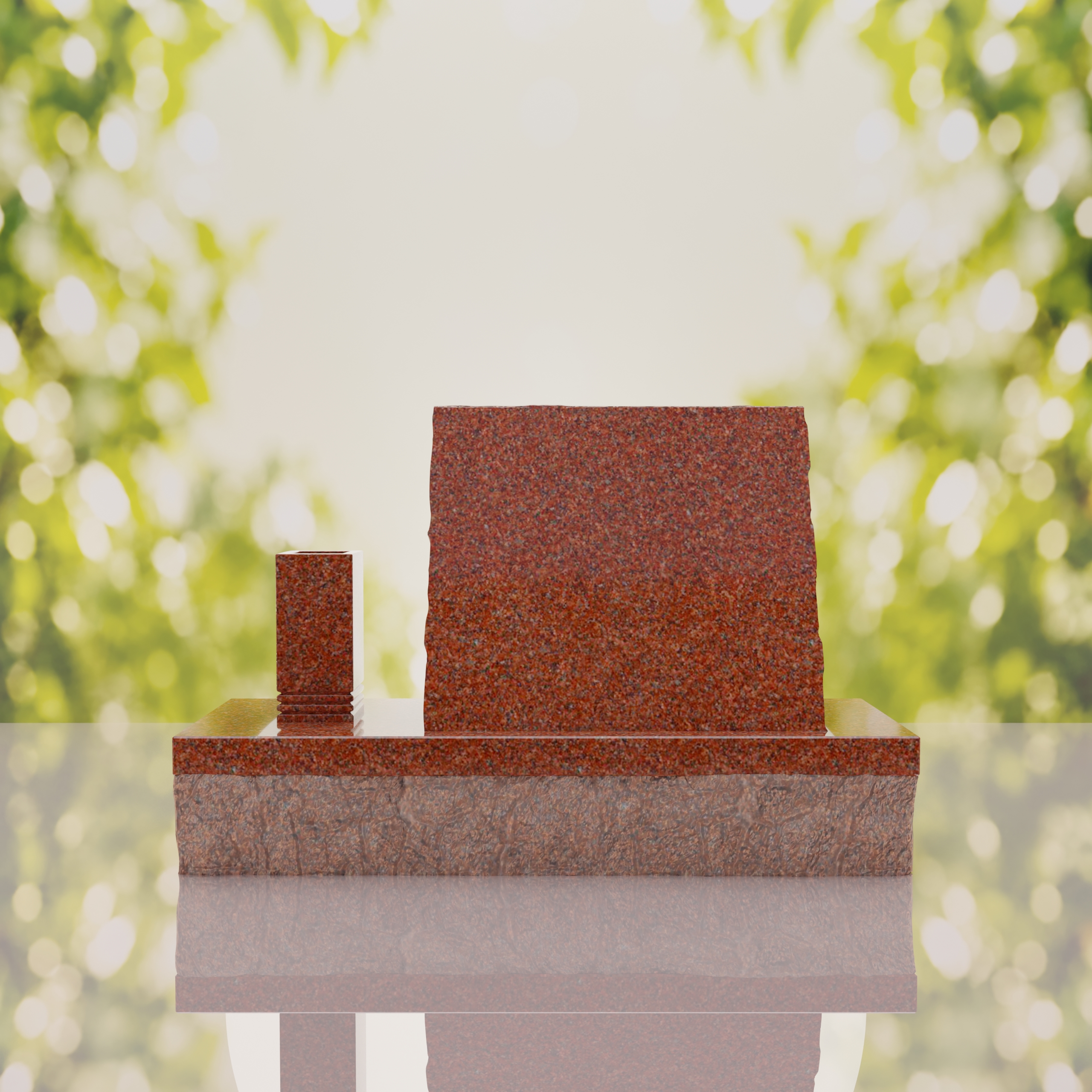 Classic Slant Granite Headstone with Vase thumbnail 2