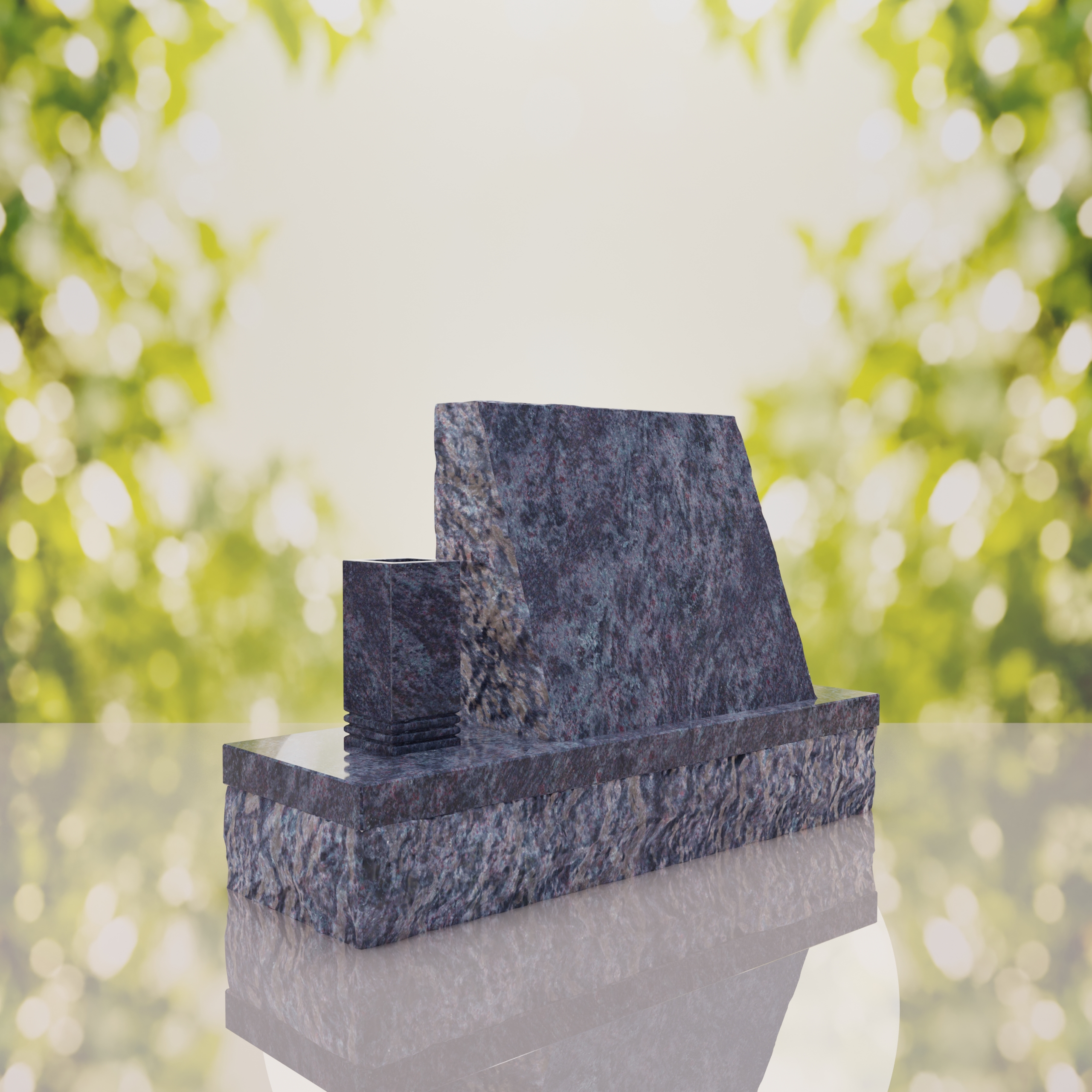 Classic Slant Granite Headstone with Vase thumbnail 7