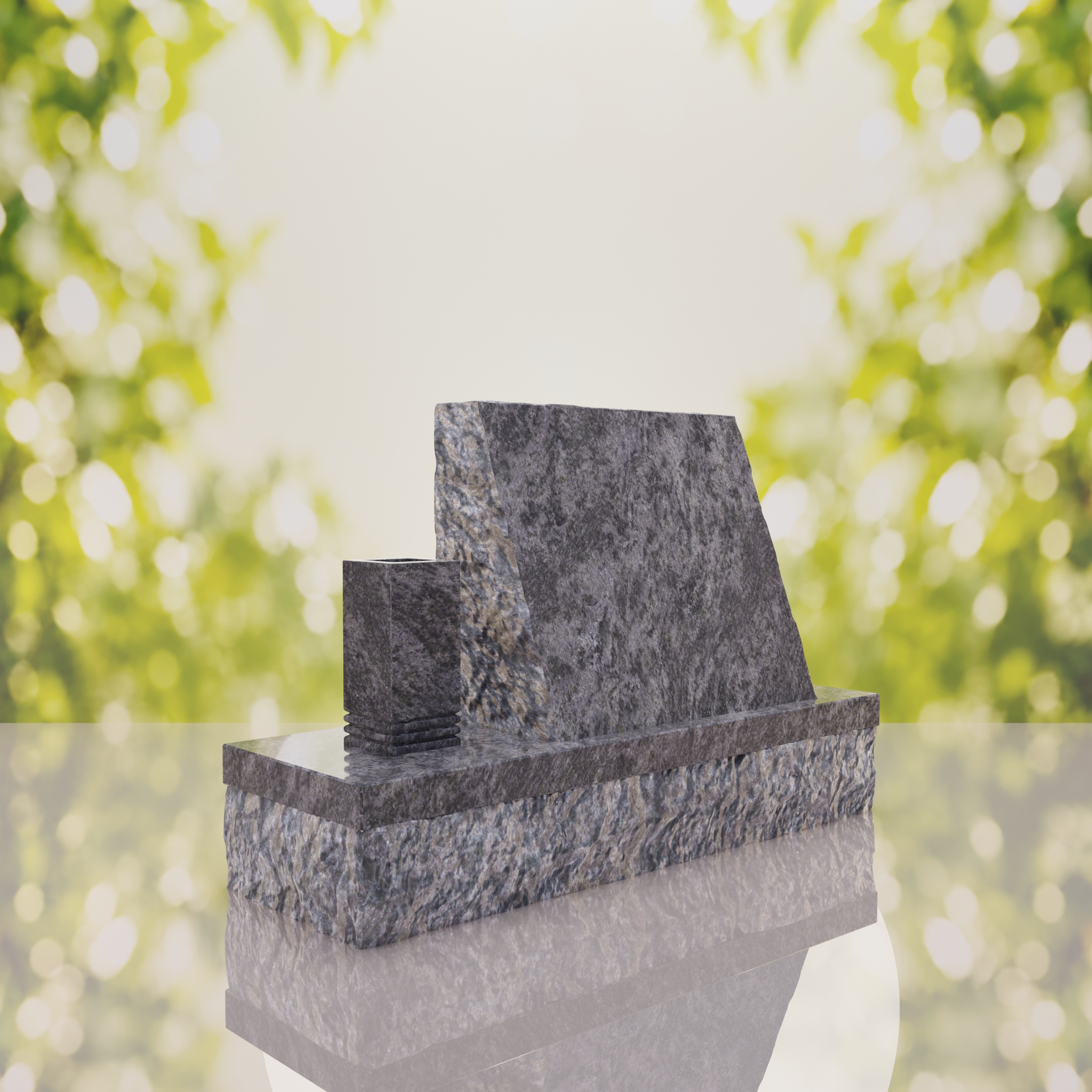 Classic Slant Granite Headstone with Vase thumbnail 10