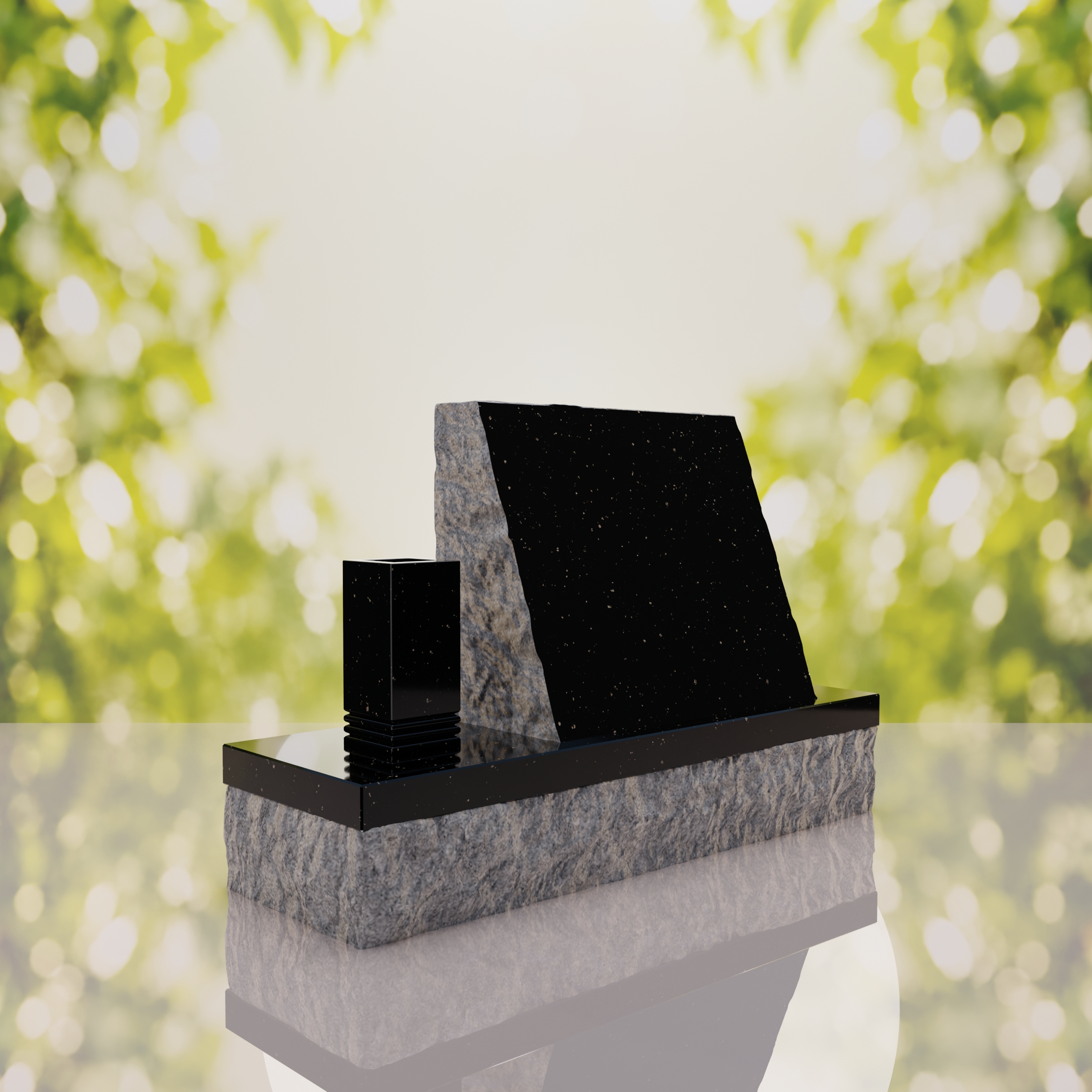 Classic Slant Granite Headstone with Vase thumbnail 13