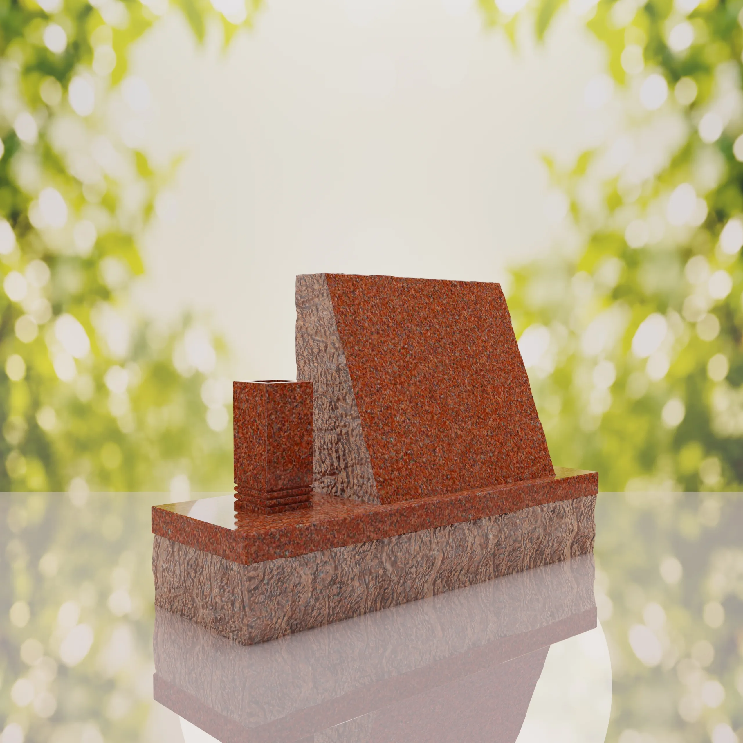 Classic Slant Granite Headstone with Vase