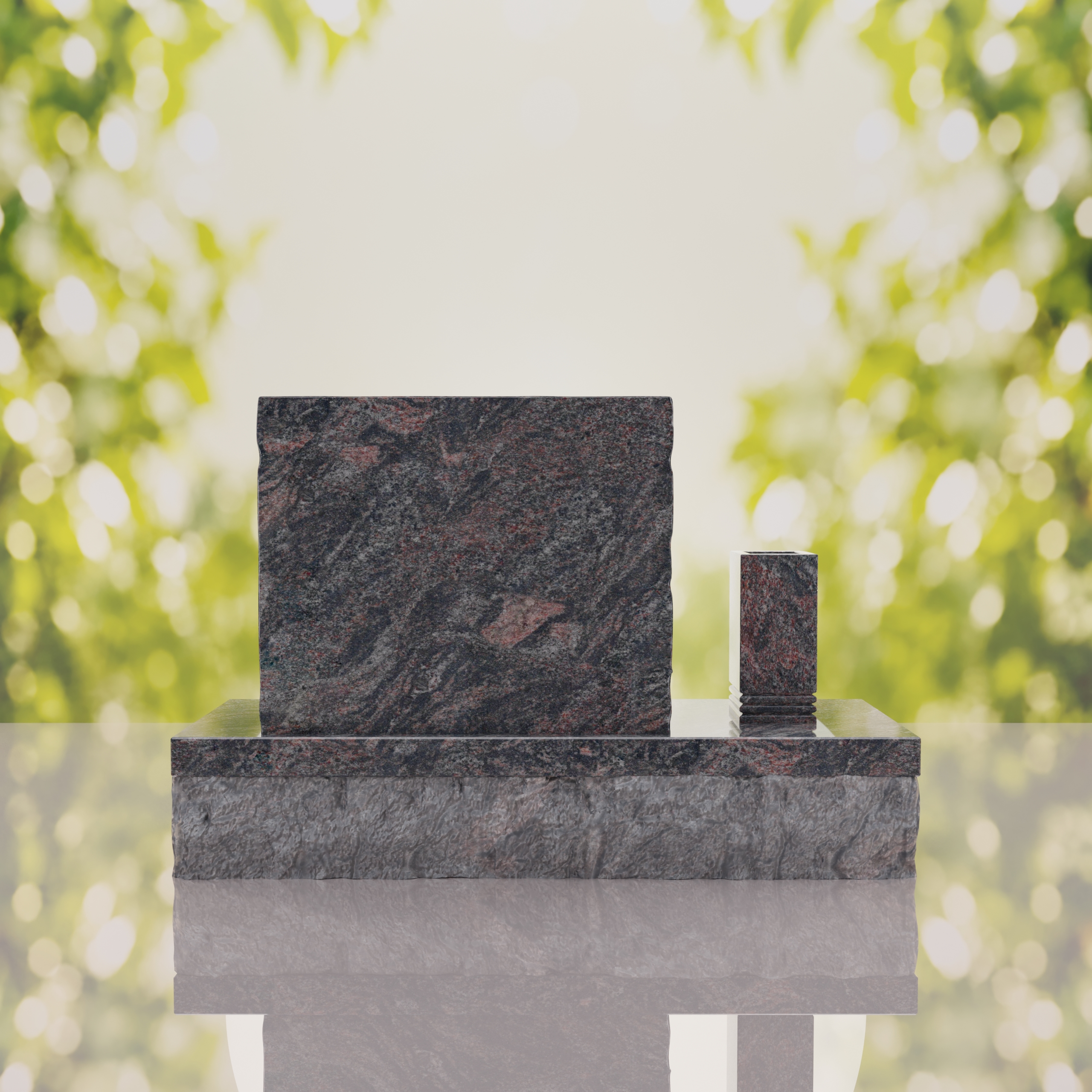Classic Slant Granite Headstone with Vase thumbnail 6
