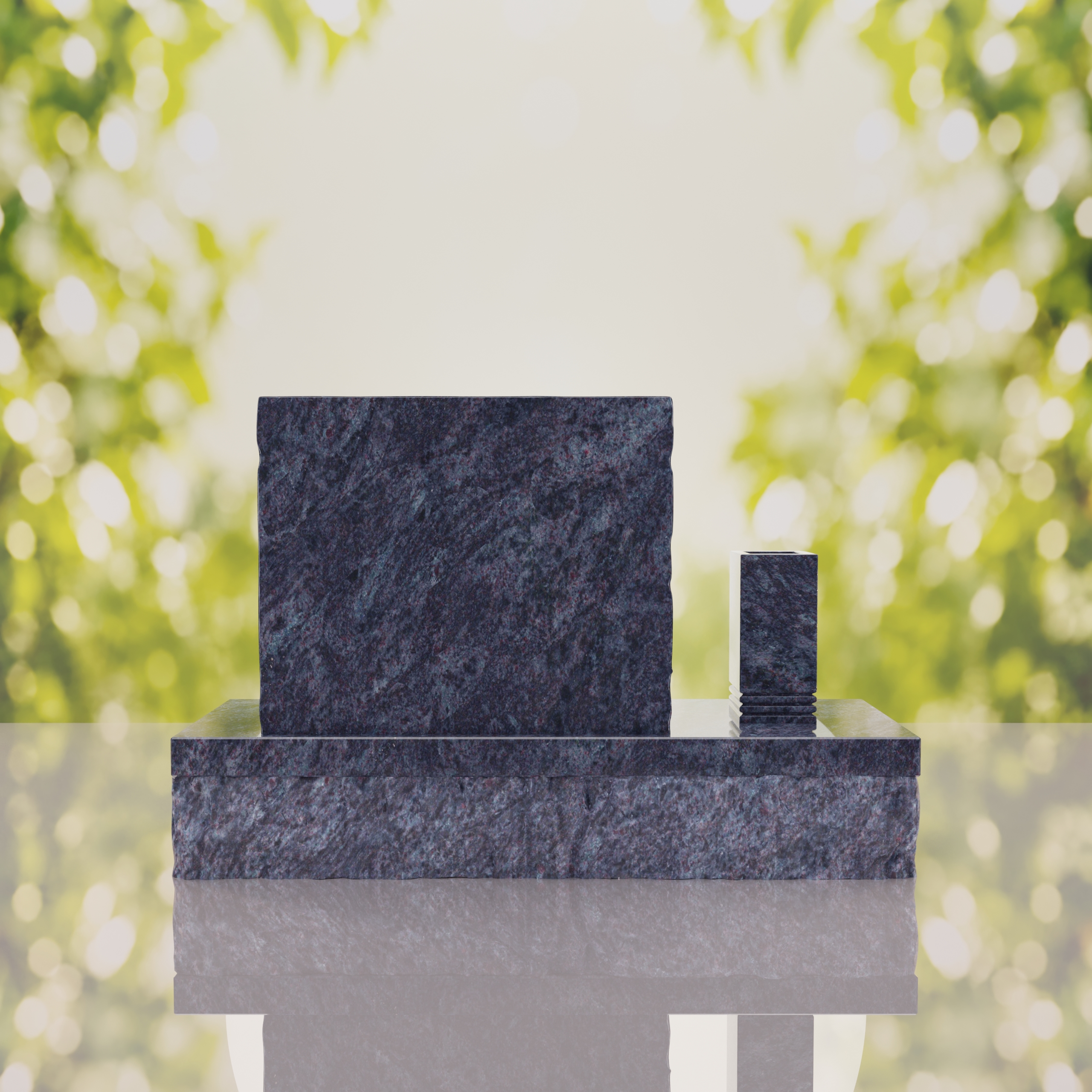 Classic Slant Granite Headstone with Vase thumbnail 9