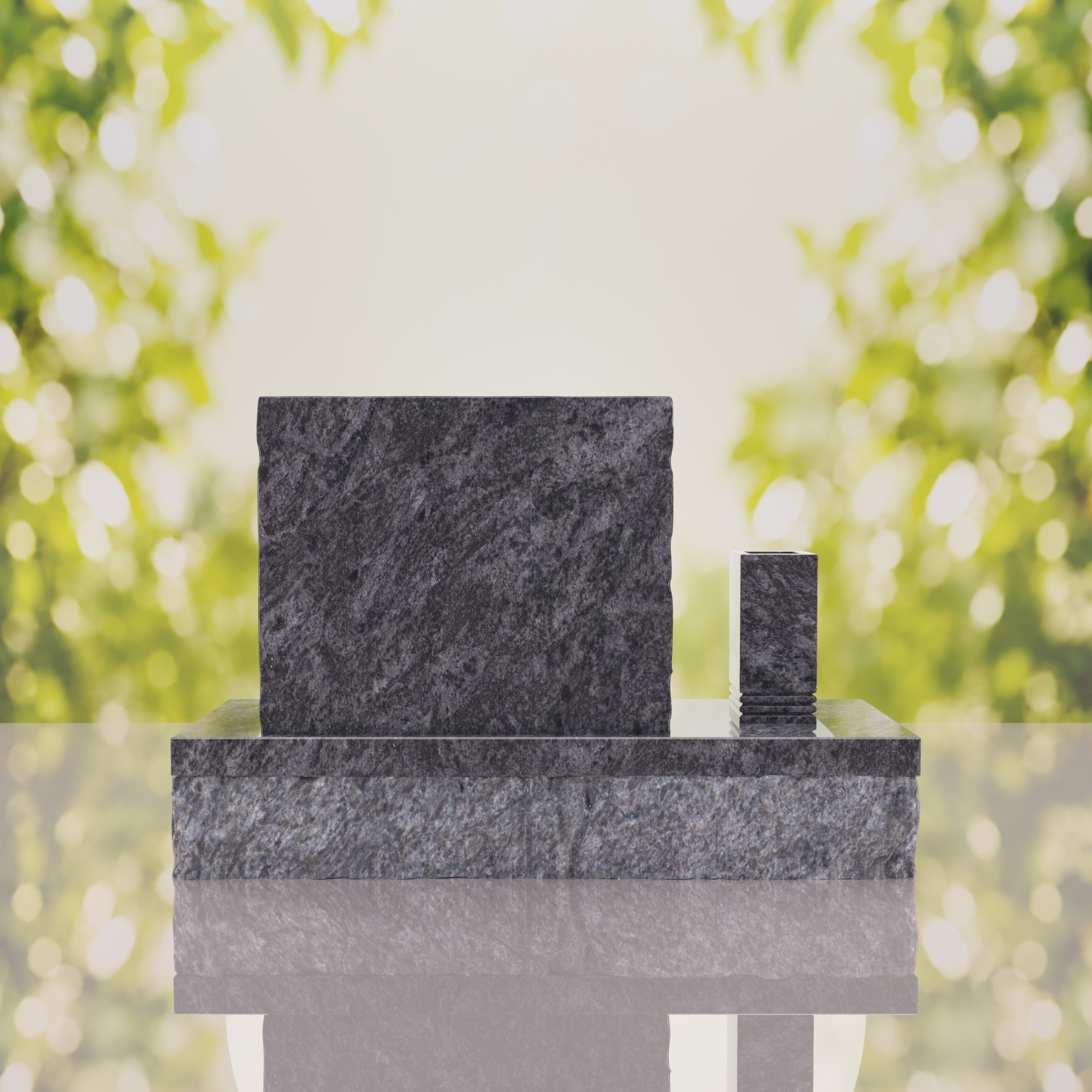 Classic Slant Granite Headstone with Vase thumbnail 12