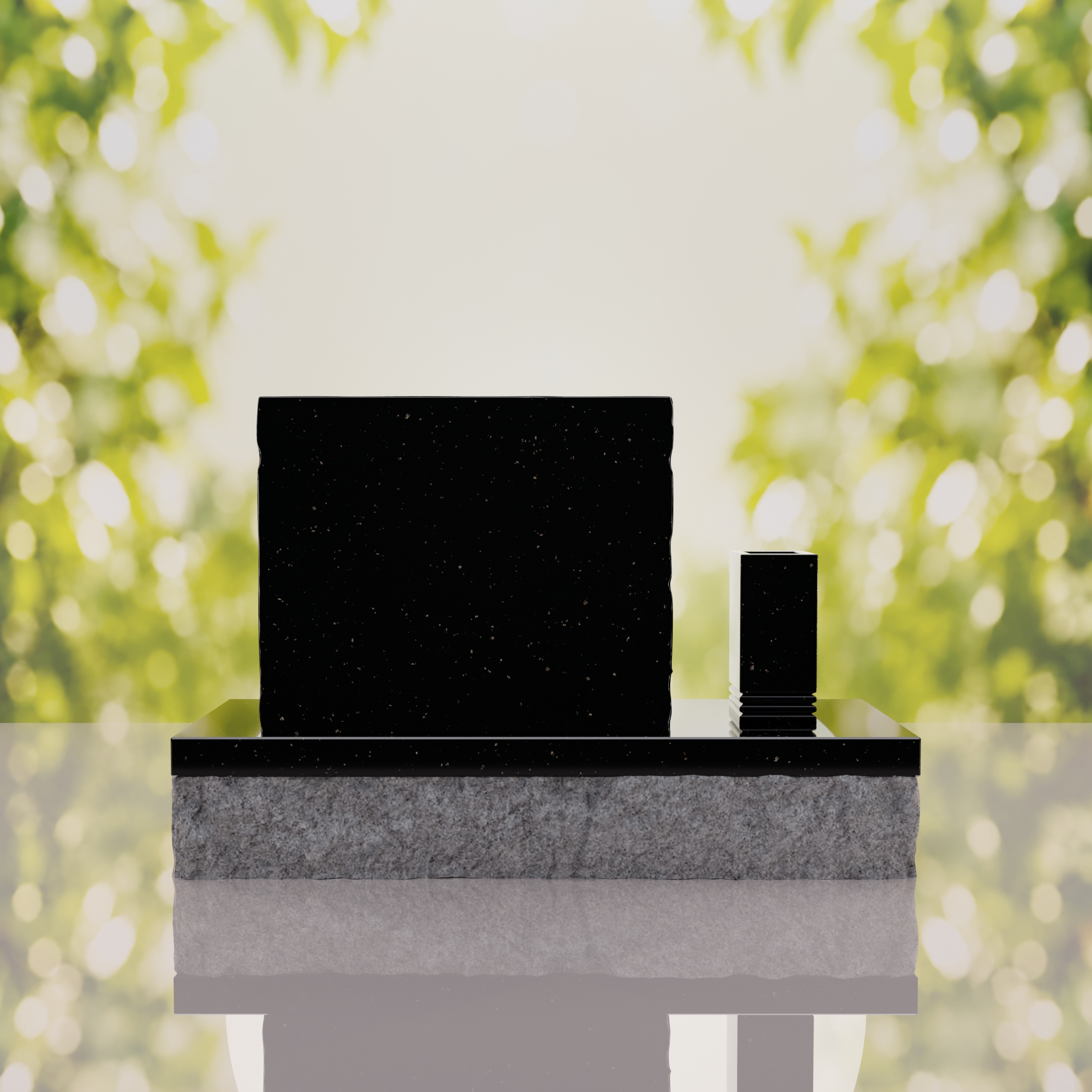 Classic Slant Granite Headstone with Vase thumbnail 15