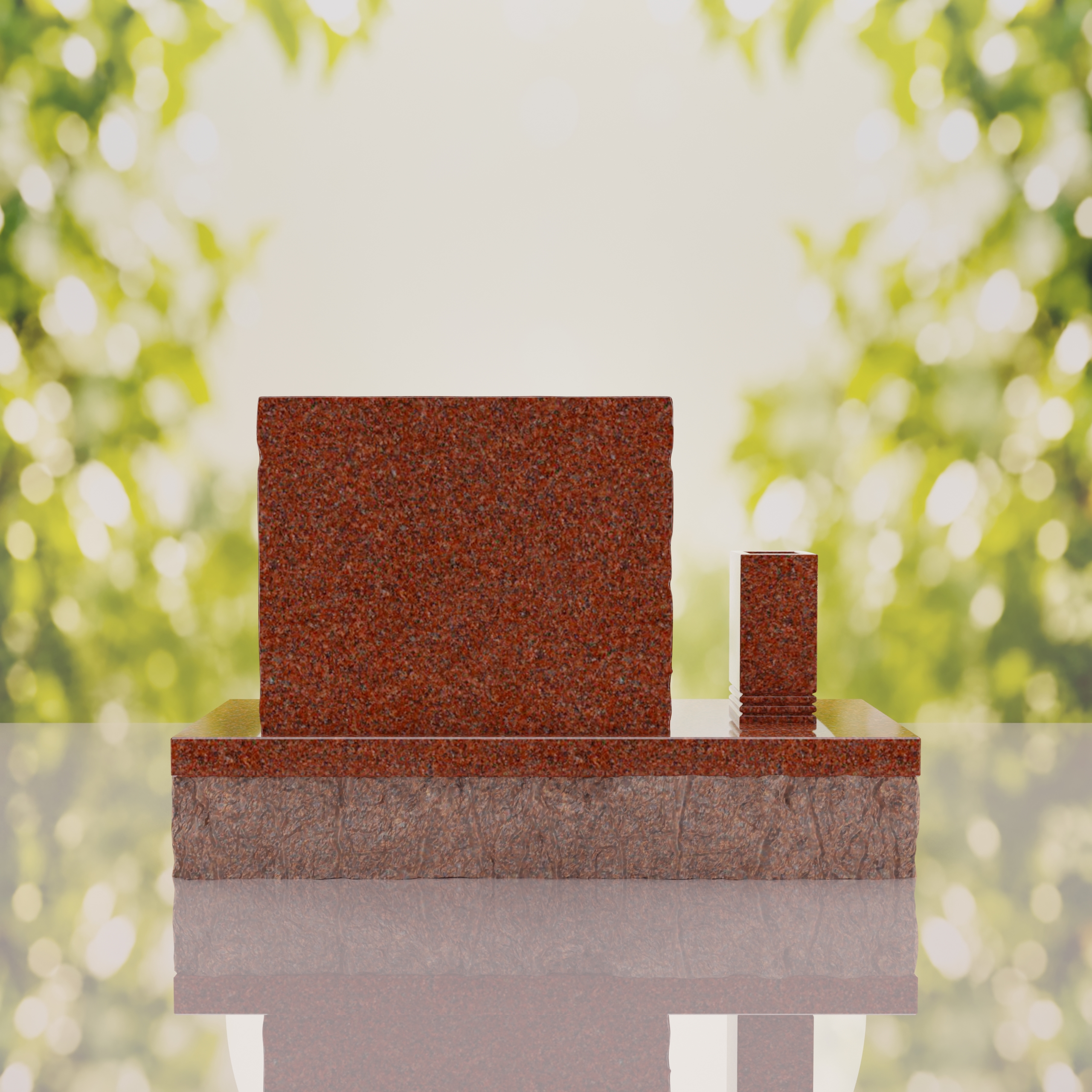 Classic Slant Granite Headstone with Vase thumbnail 3