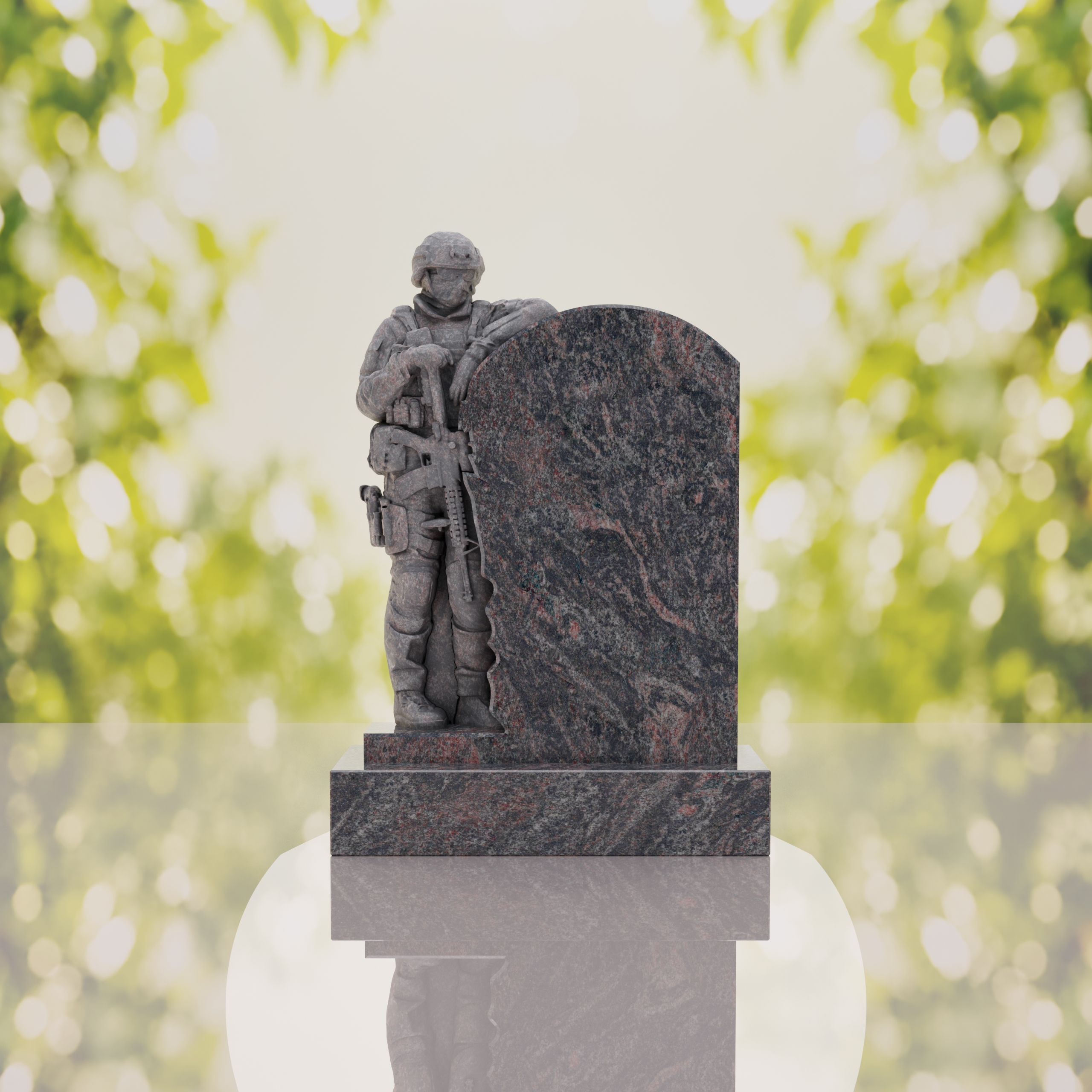 Standing Soldier Granite Memorial Headstone thumbnail 6