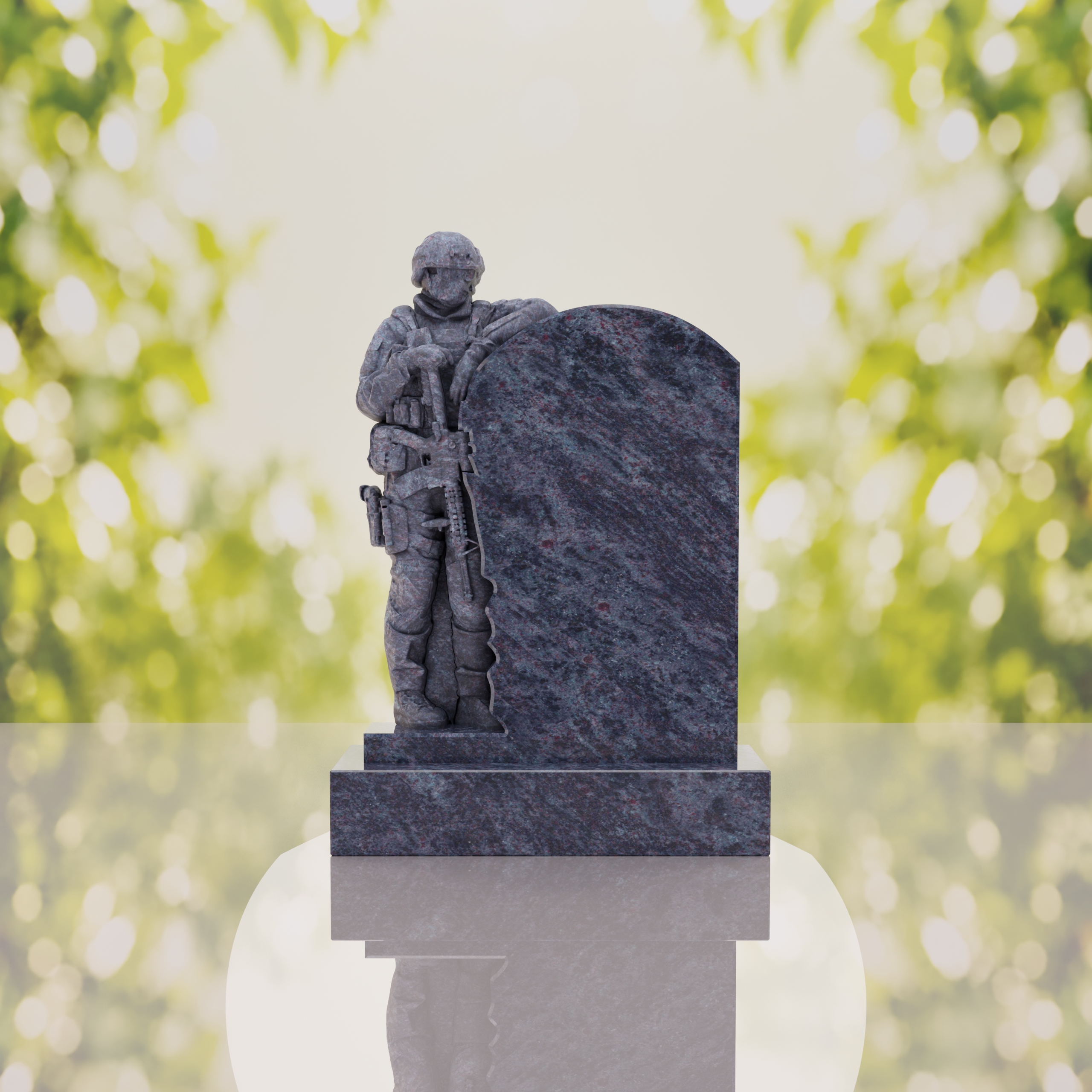 Standing Soldier Granite Memorial Headstone thumbnail 9
