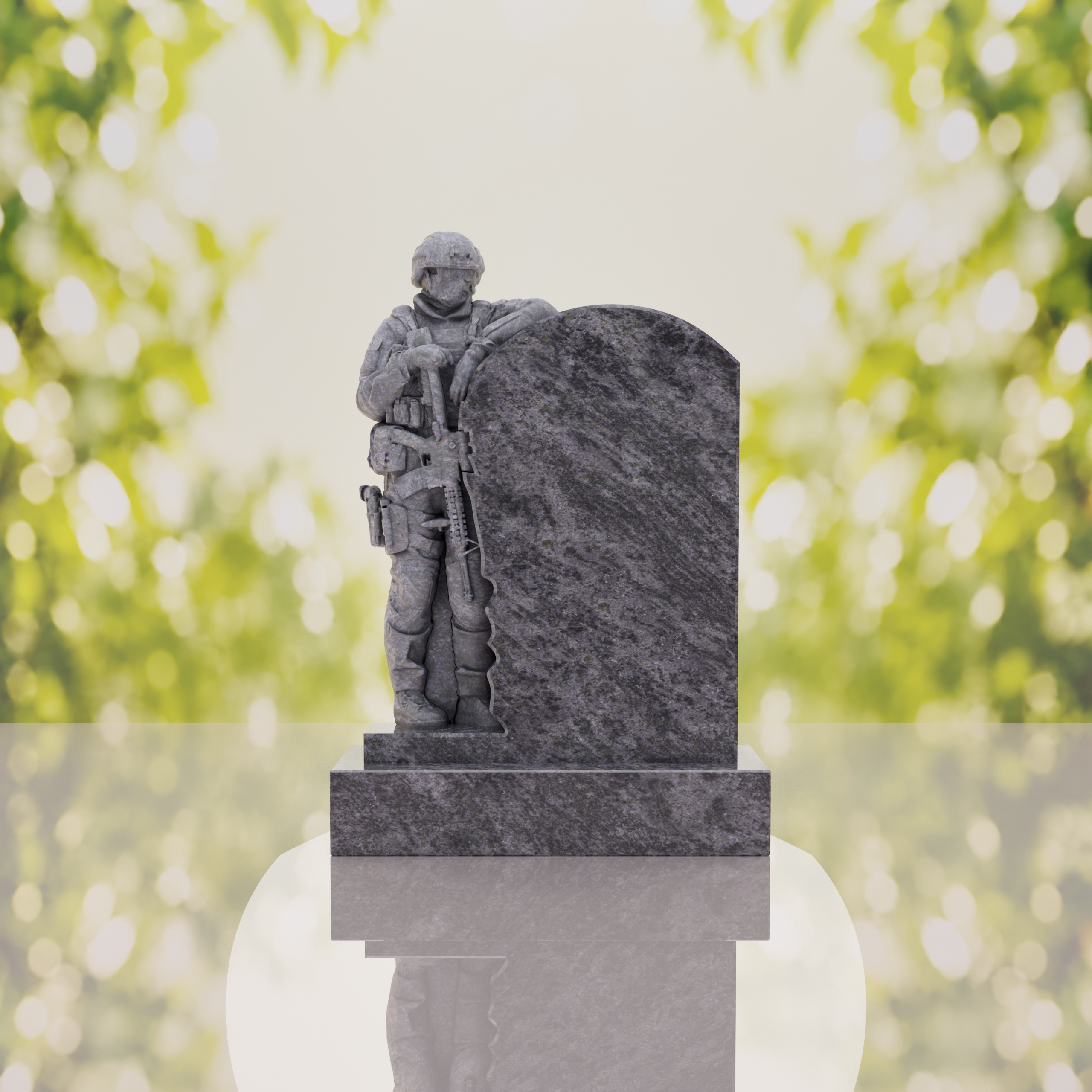 Standing Soldier Granite Memorial Headstone thumbnail 12
