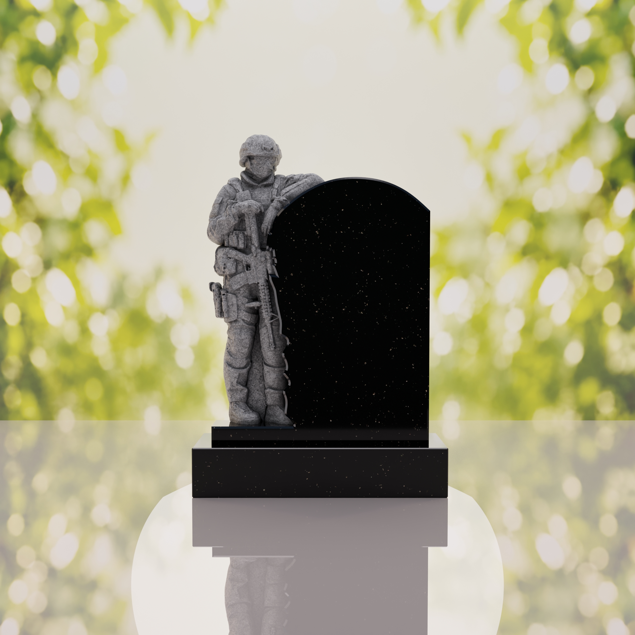 Standing Soldier Granite Memorial Headstone thumbnail 15