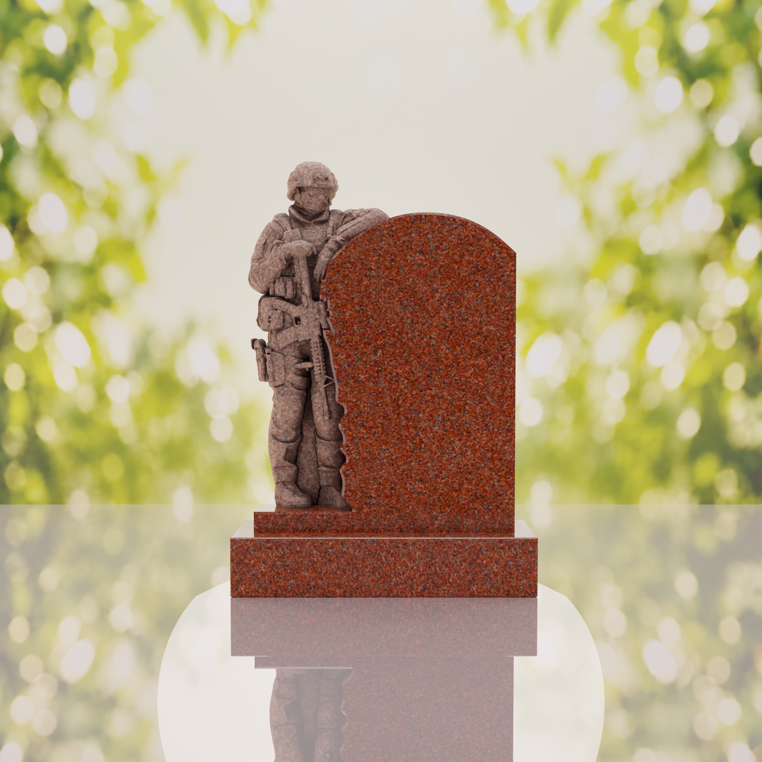 Standing Soldier Granite Memorial Headstone thumbnail 3