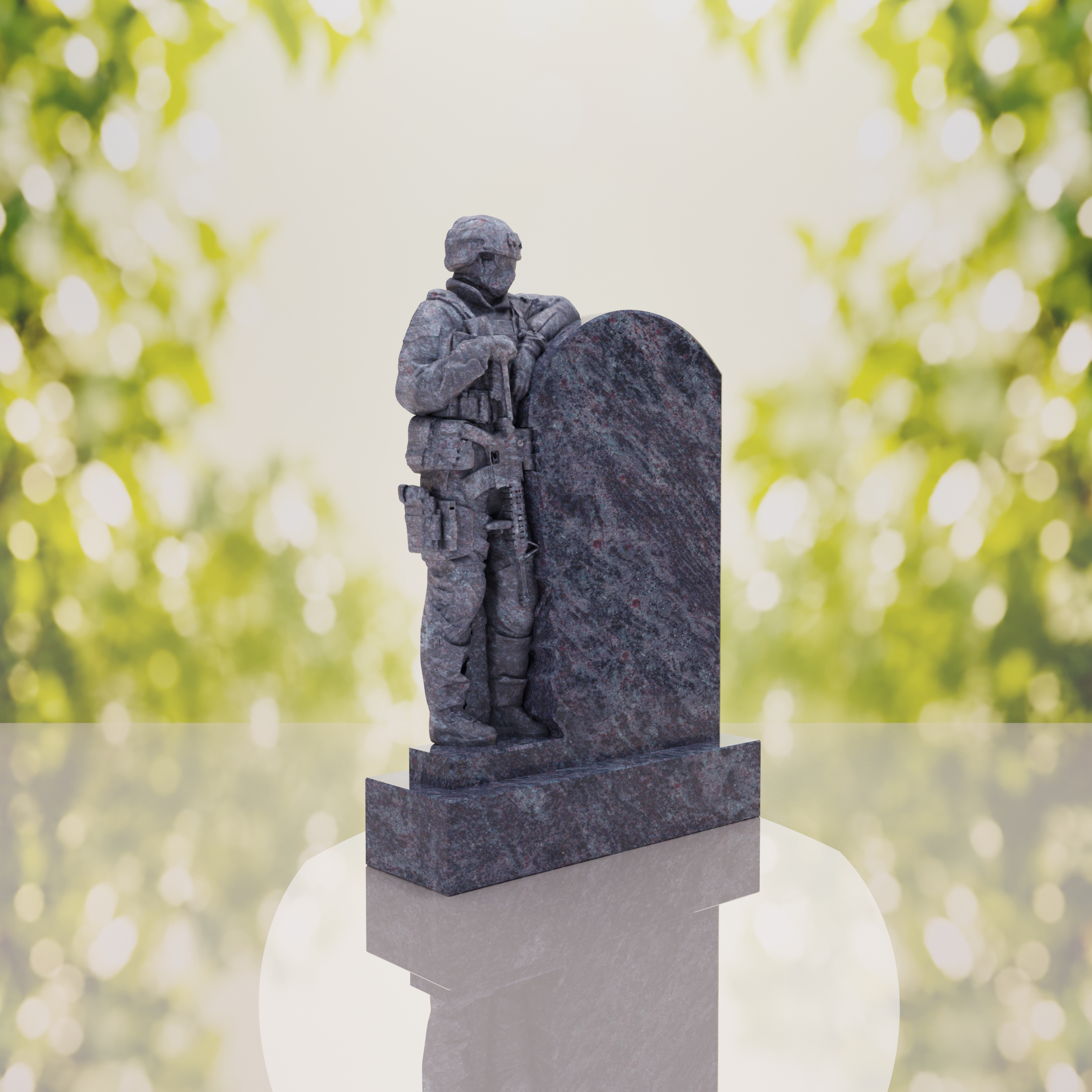 Standing Soldier Granite Memorial Headstone thumbnail 8