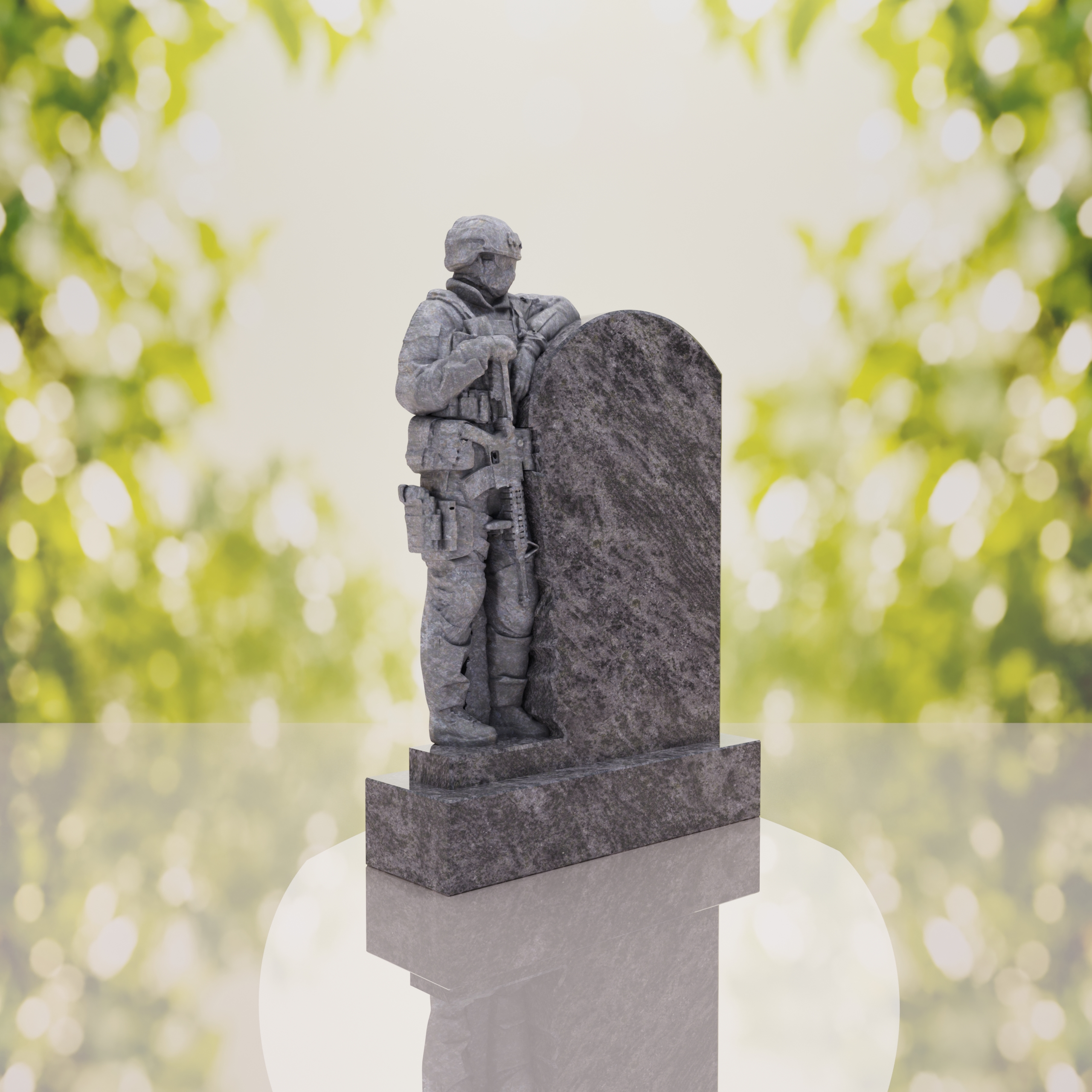 Standing Soldier Granite Memorial Headstone thumbnail 11