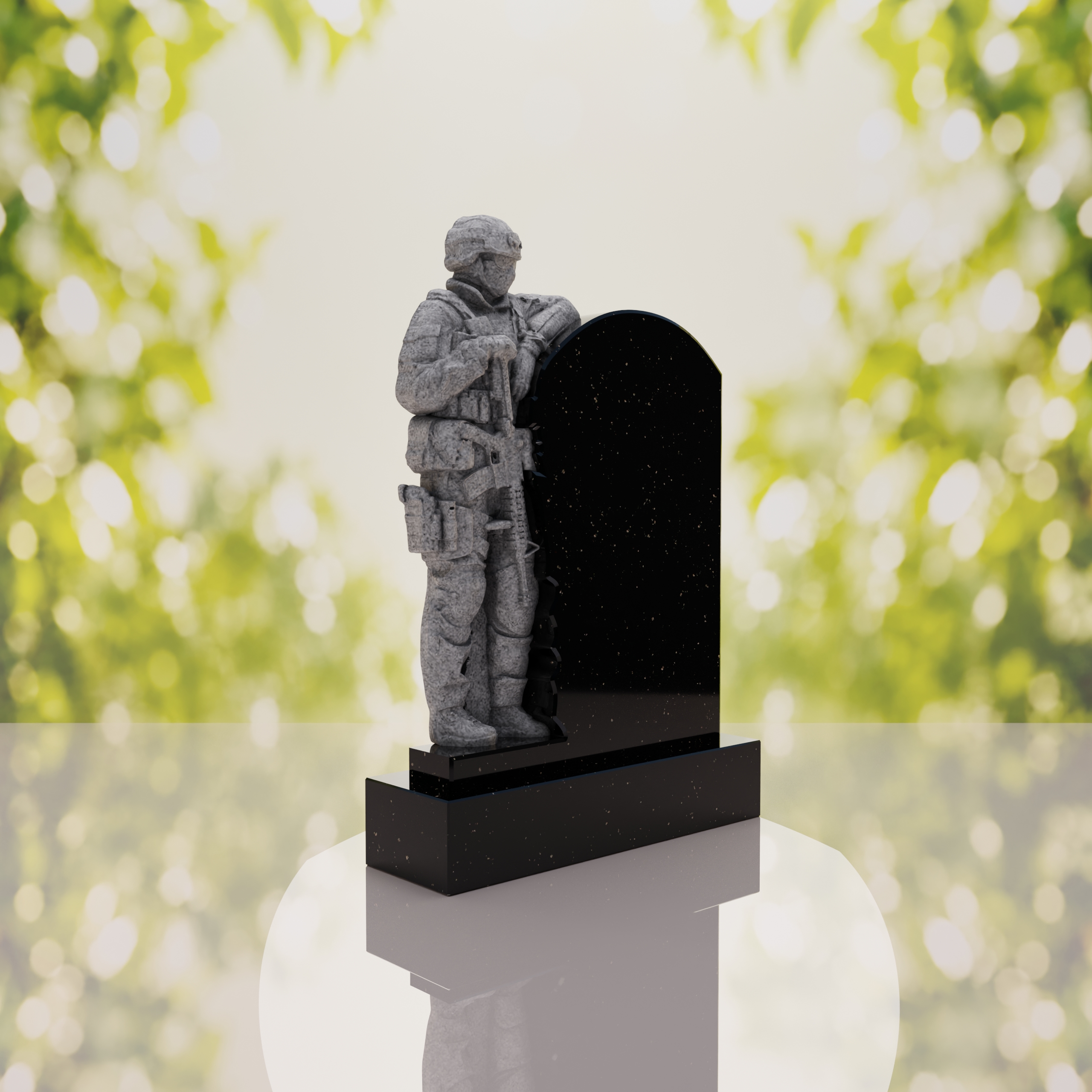 Standing Soldier Granite Memorial Headstone thumbnail 14