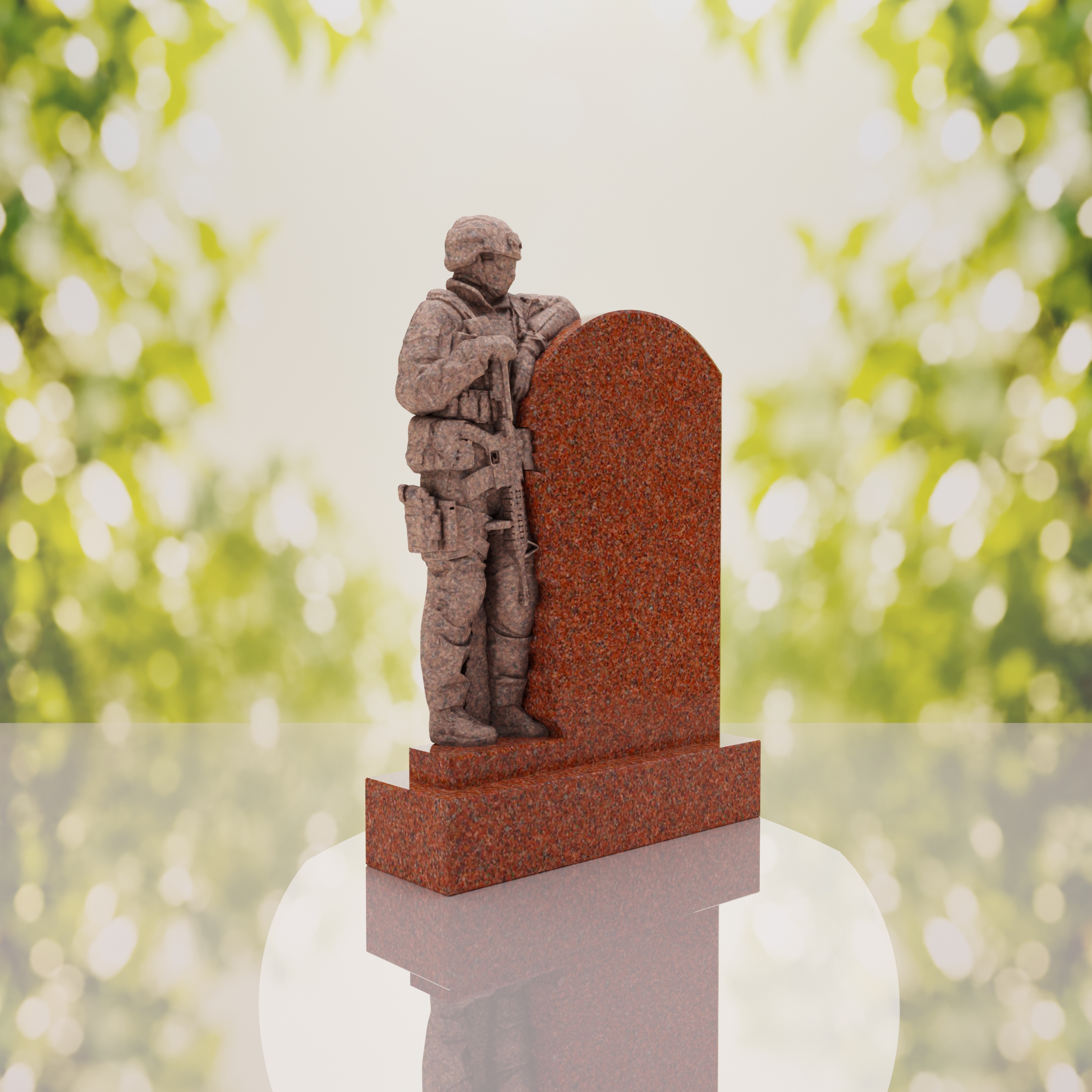 Standing Soldier Granite Memorial Headstone
