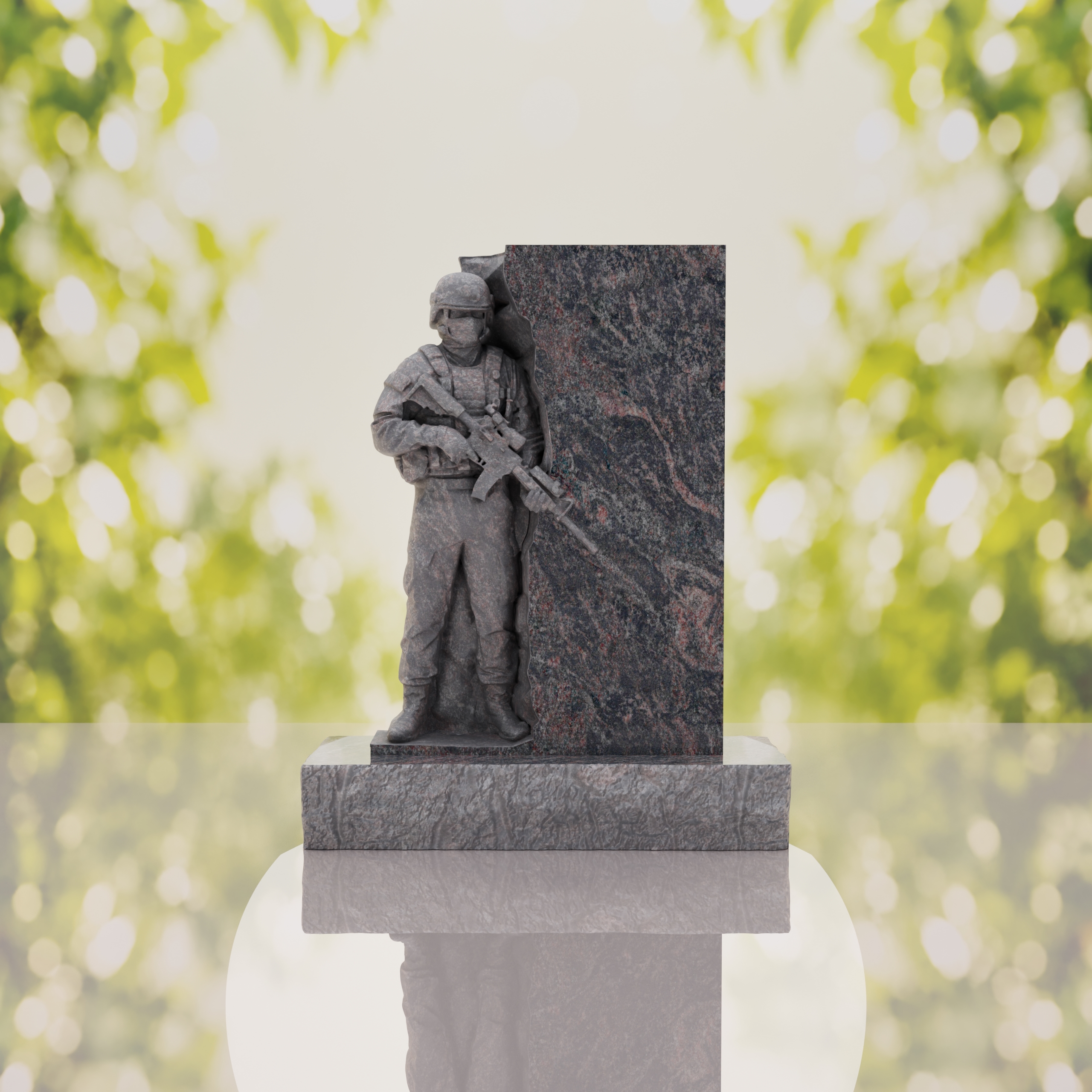 Guardian Soldier Granite Memorial Headstone thumbnail 6