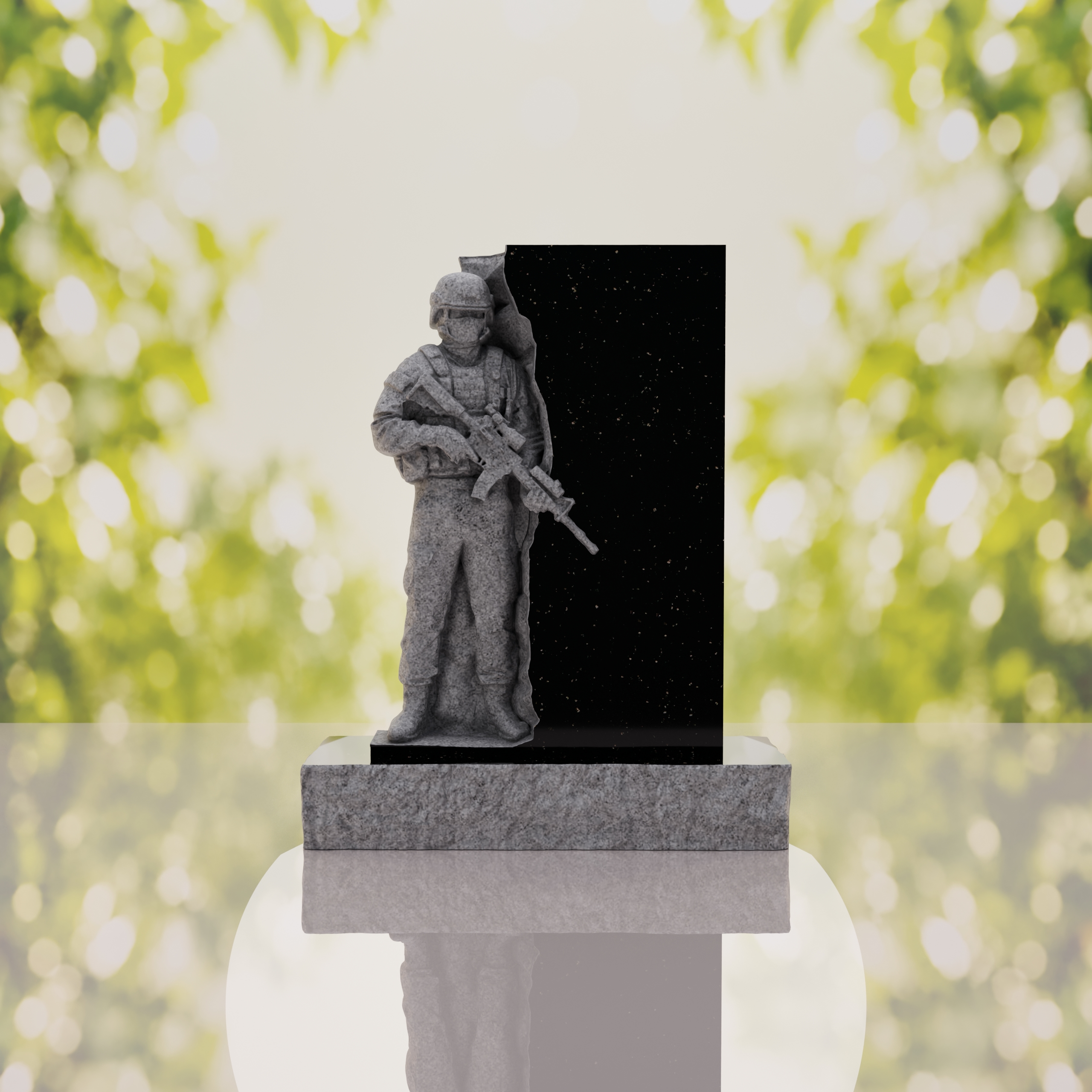 Guardian Soldier Granite Memorial Headstone thumbnail 15